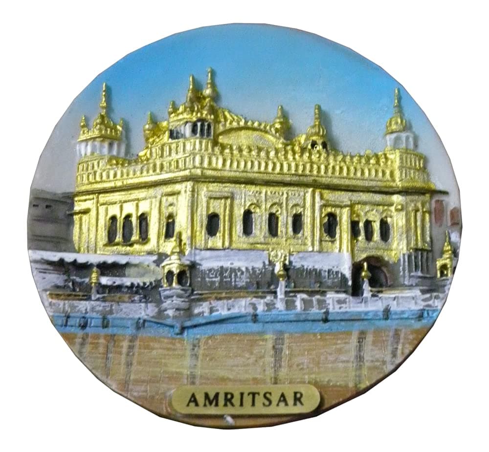 LION SOUVENIRS Polyresin Traditional Design Golden Temple, Amritsar Auspicious Fridge Magnet, Travel Souvenir Magnet for Home Decoration & Gifting (Multicolour, Size: 5.08 x 7.62 cm) (LIONS_FM_PR38)