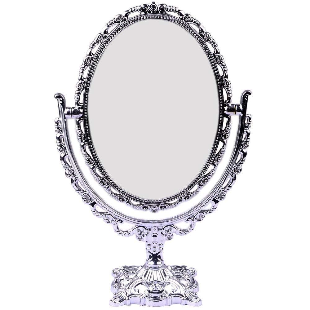 Table Fancy Mirror by M A GIFTS Mirror. H:12.5 * B:8 INCHES. Oval Shaped Mirror (Extra Large Size) (Silver Oval Fancy Mirror XL)