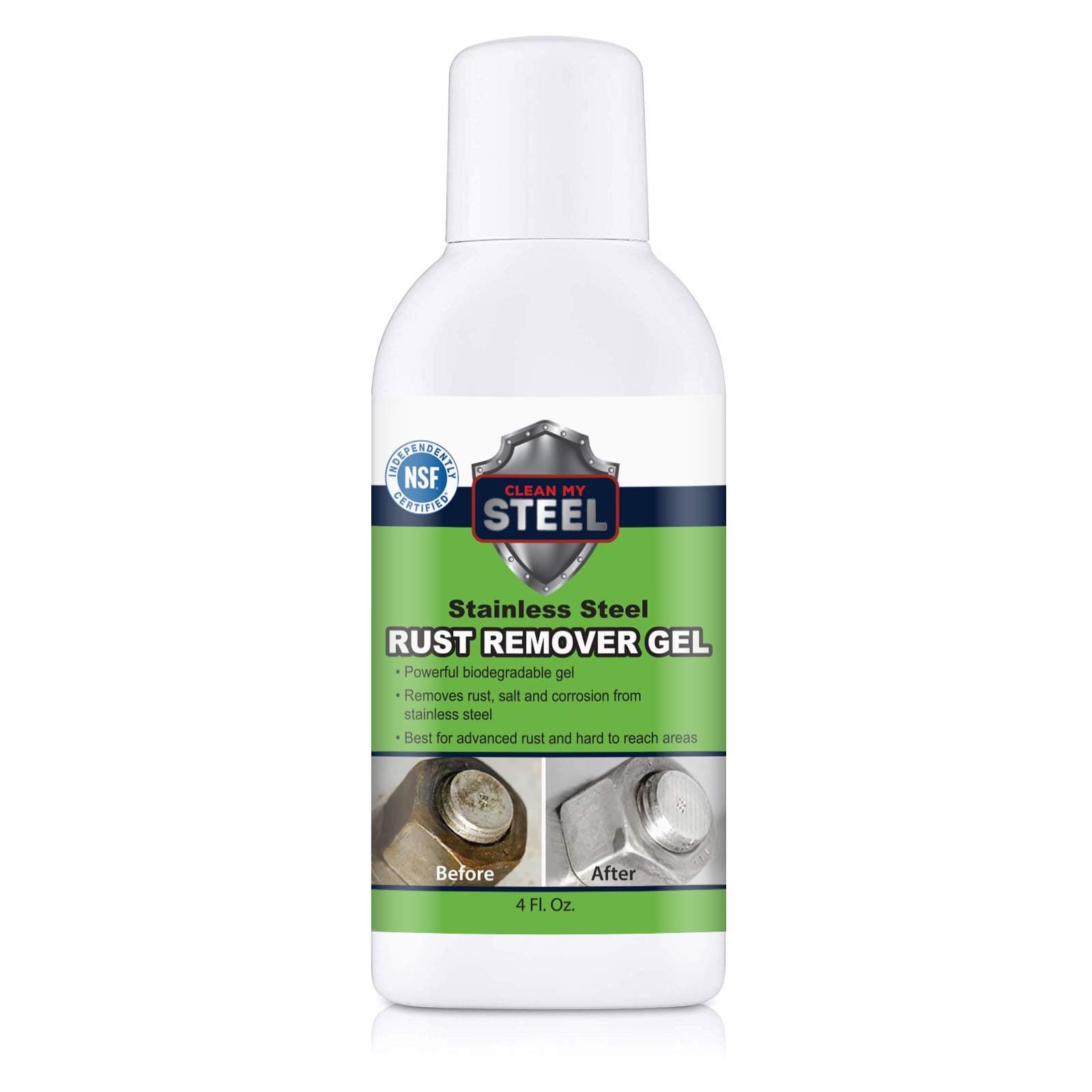 Heavy-Duty Rust Stain Remover for Metal Surfaces Including Stainless Steel. Our Industrial Use Metal Cleaner and Stainless Steel Rust Remover Gel Needs No Scrubbing, Simply Apply and Rinse off (4 oz)