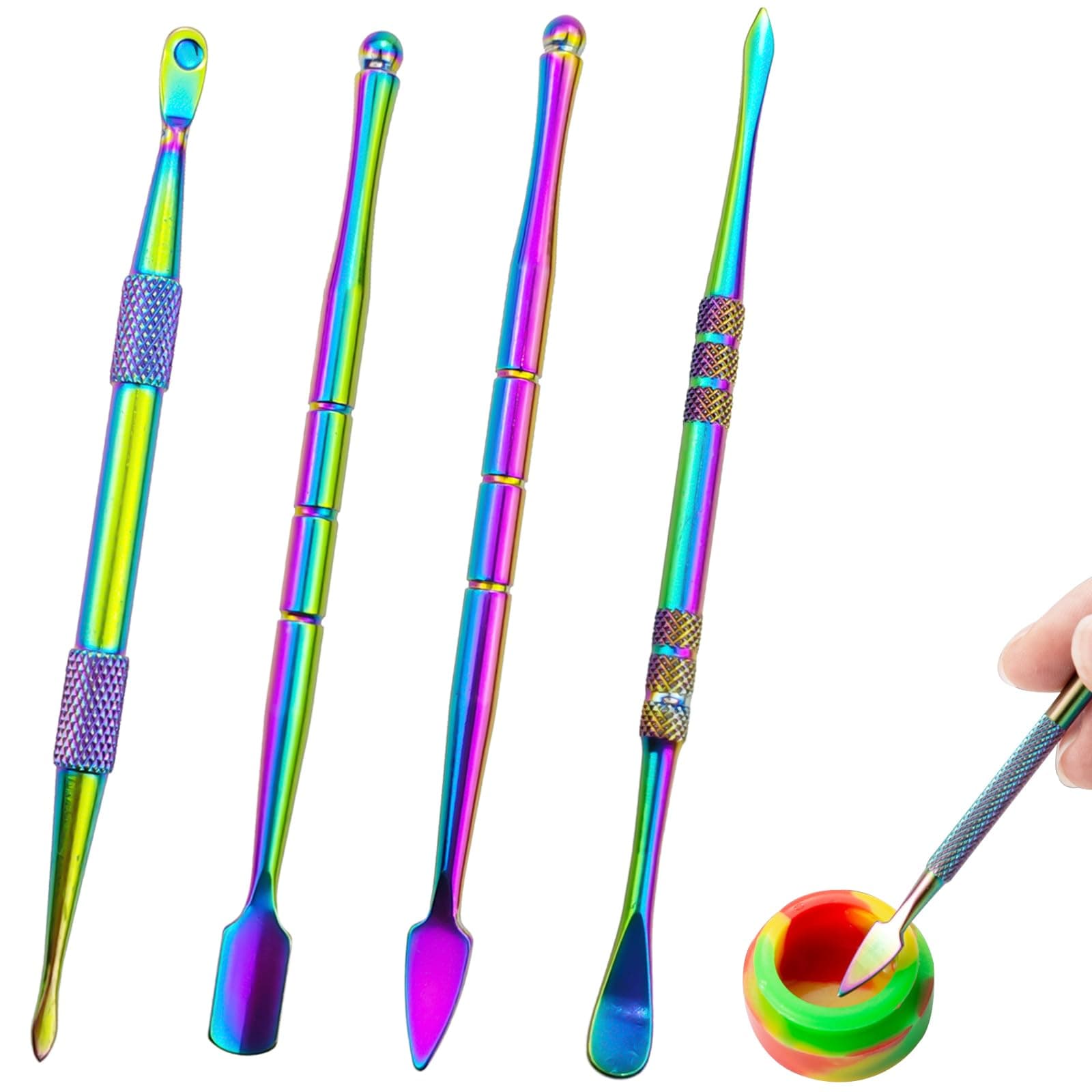 6 Pack Wax Carving Tools, Stainless Steel Sculpting Tools, Double-Ended Carving Tools for Wood, Wax, Clay, Pottery, Rainbow Color