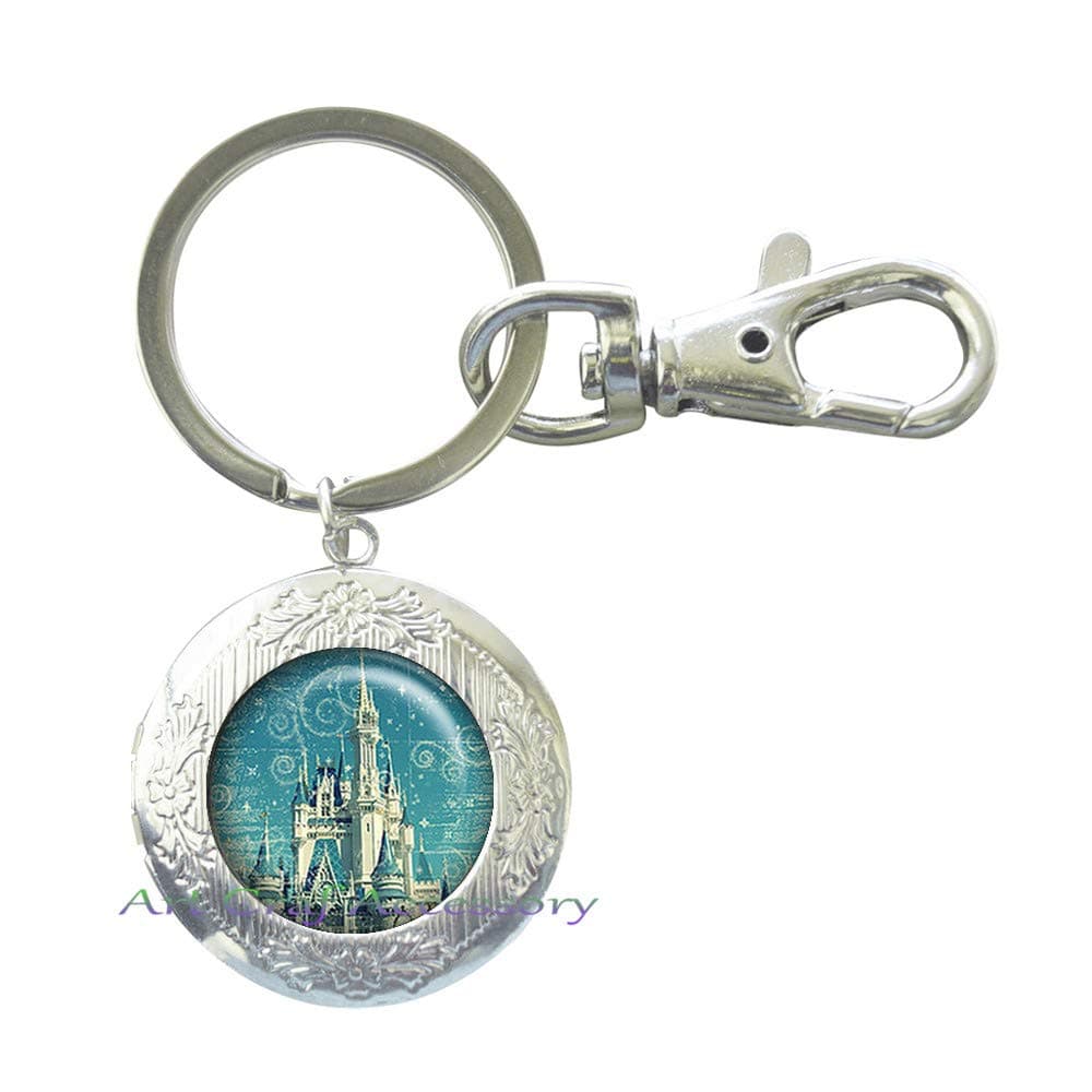 Magic Kingdom Locket Keychain, Magic Kingdom Key Ring, castle Key Ring,castle Locket Keychain, fairy tale jewelry