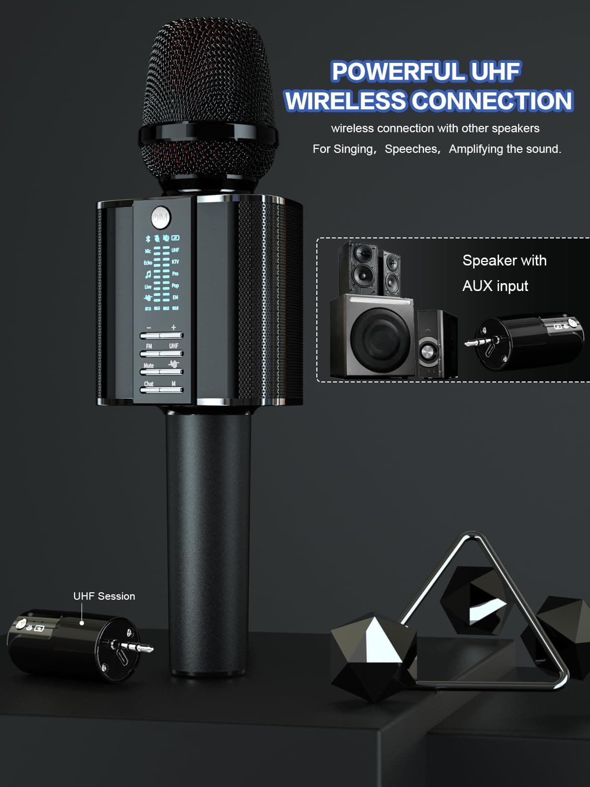 BONAOK Karaoke Microphone,2024 Version Bluetooth Wireless UHF Karaoke Mic Spe...