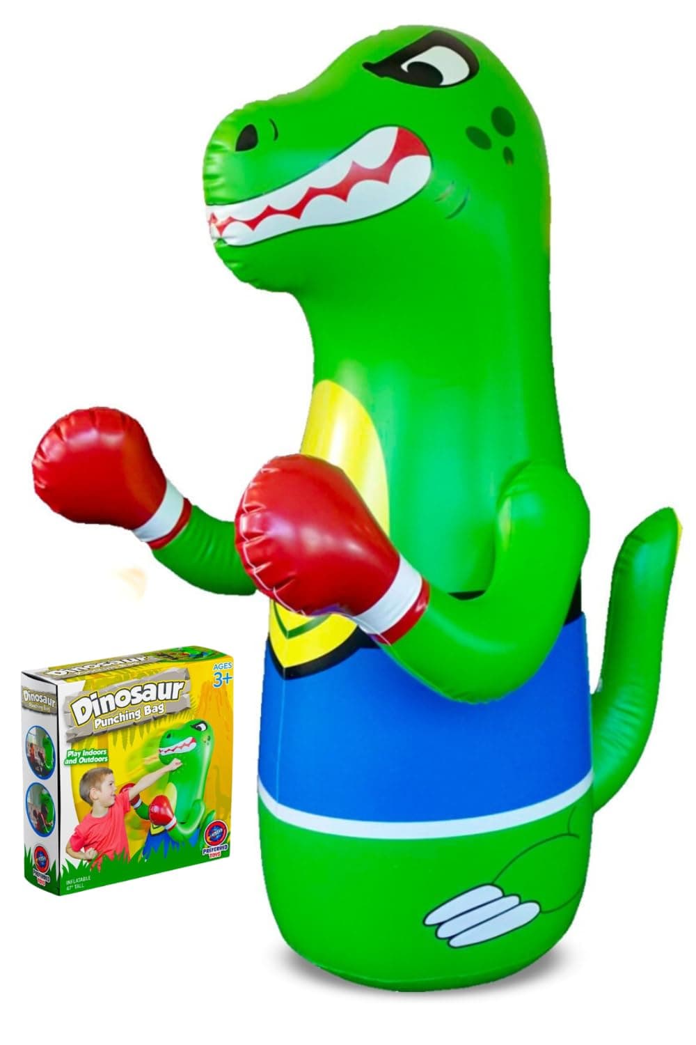 47" Inflatable Dinosaur Punching Bag for Kids - Durable Blow Up Kids Punching Bag with Bounce Back Base - Inflatable Indoor Outdoor Active Toddler Bop Play Toy