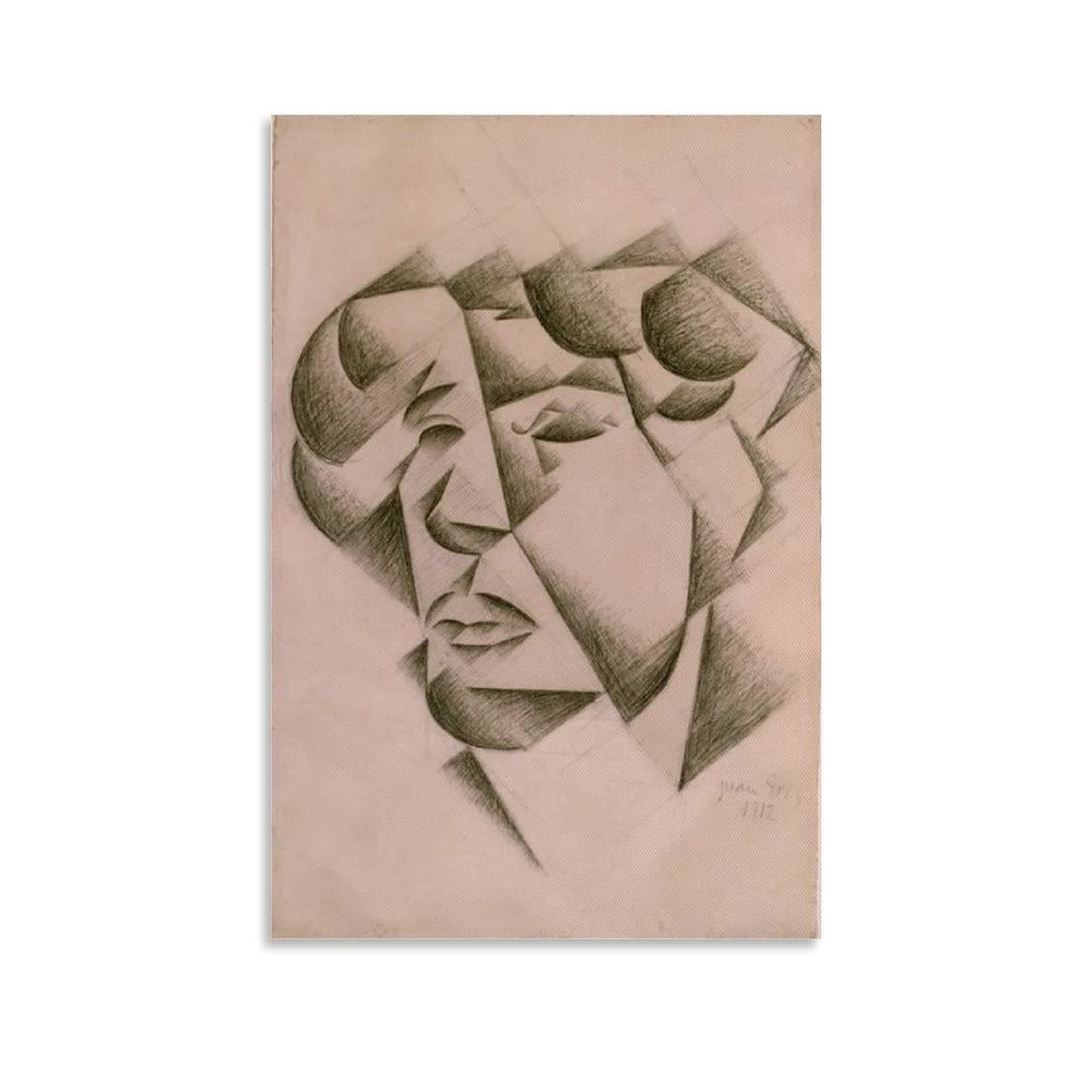 ZHAOK Classic Art - Juan Gris - Selbstbildnis Canvas Wall Art for Room Diamond Painting Decor by Numbers Family Bedroom Accessories Bathroom Poster Aesthetic 16x24inch(40x60cm)