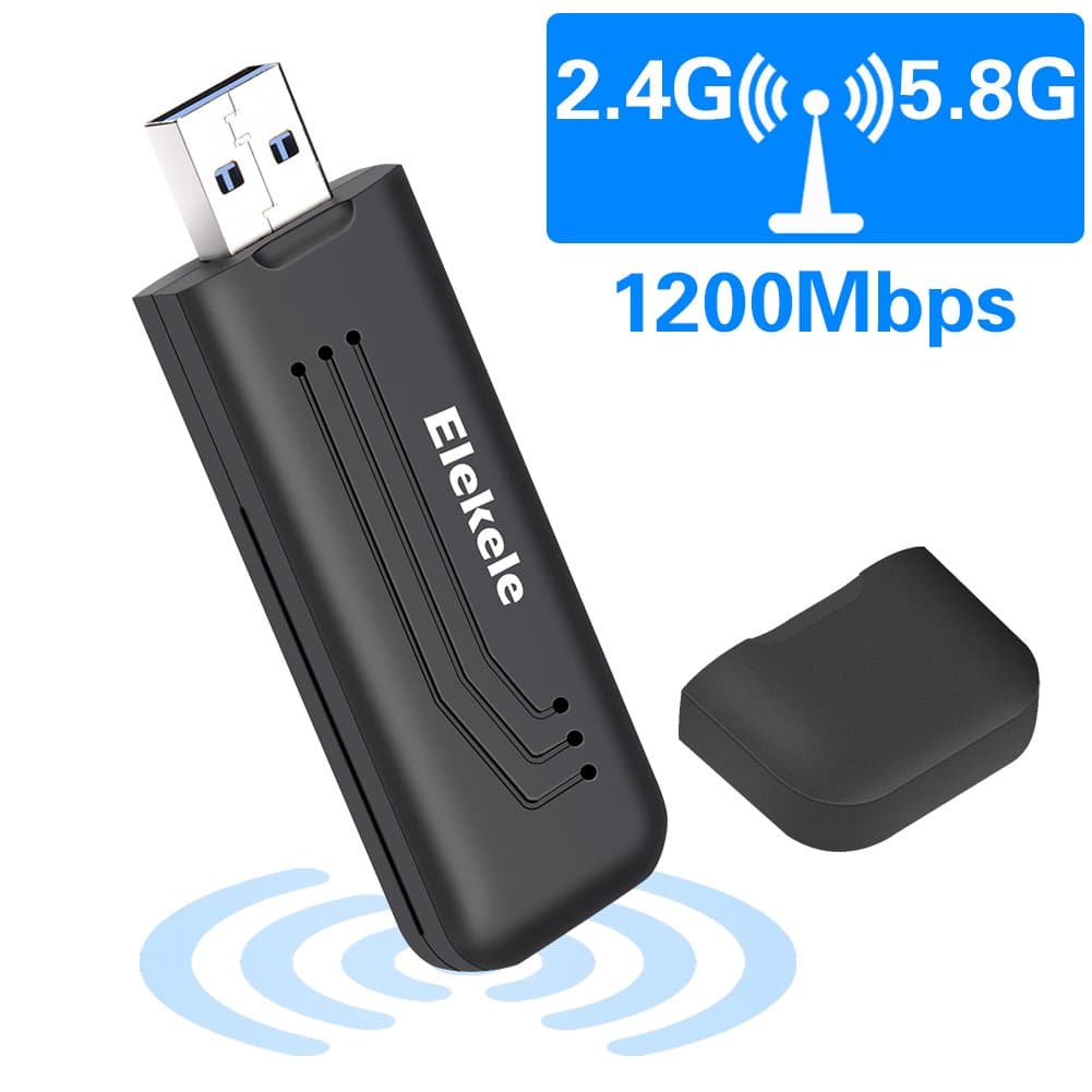 Elekele AC 1200Mbps Mini WiFi Adapter,Dual Band 2.4G/300Mbps + 5.8G/866Mbps, USB3.0 Enhanced Wireless Network Adapter with AP Pattern and WPS Function for Windows Linux and Mac OS X10.6-10.12 (1200 Mbps)