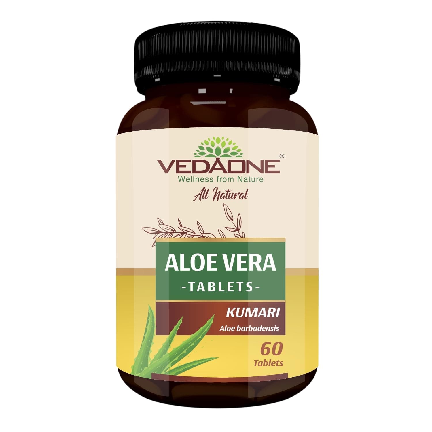Aloe Vera Tablets as Herbal Supplements - 100% Pure Organic Aloe Vera Extract 750mg 60 Tablets