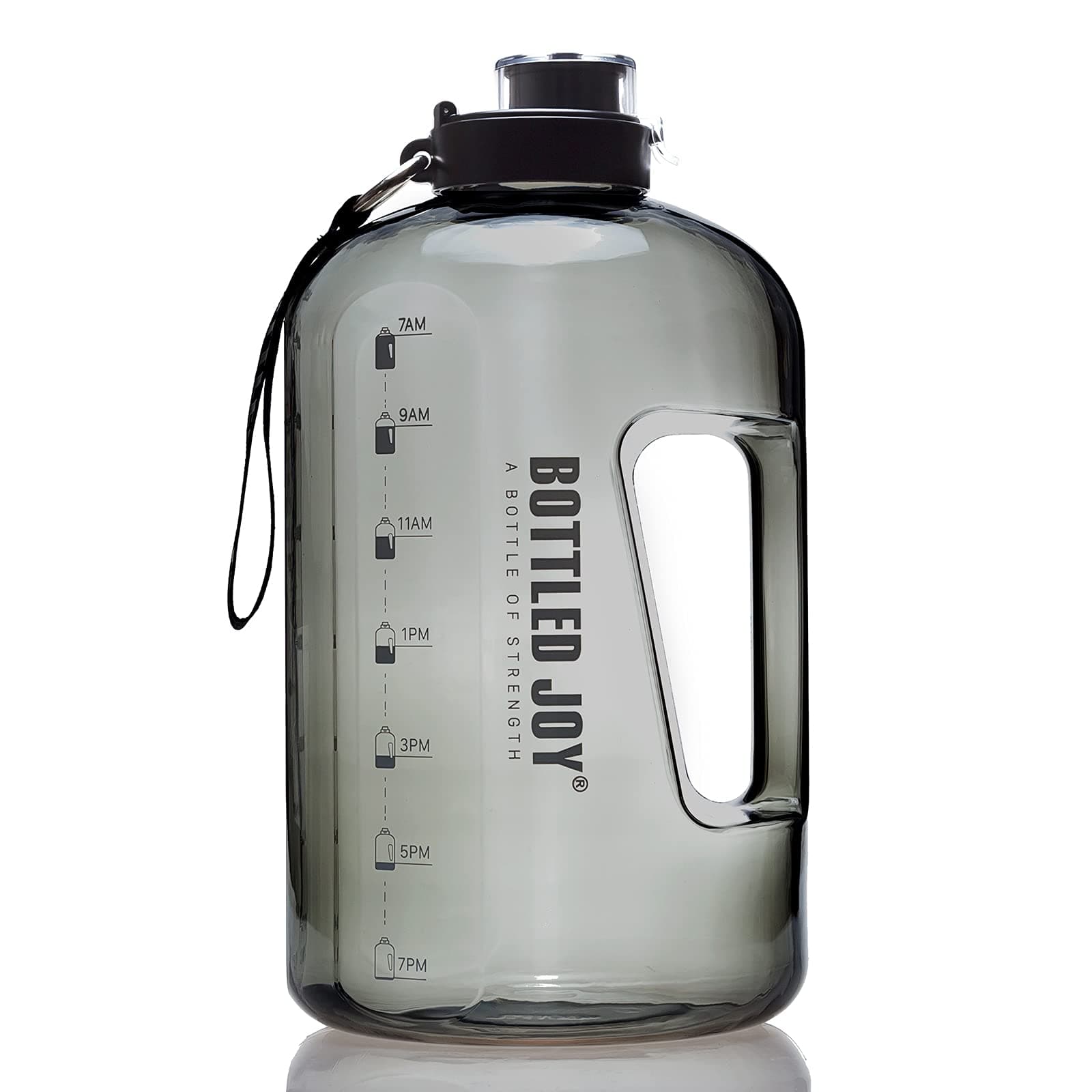 1 Gallon Water Jug with Flip-top Lid and Handle Strap, Leak-proof BPA Free Reusable Time Marker Reminder Large Capacity Gallon Water Bottle for Outdoor Sports Fitness Gym Hiking