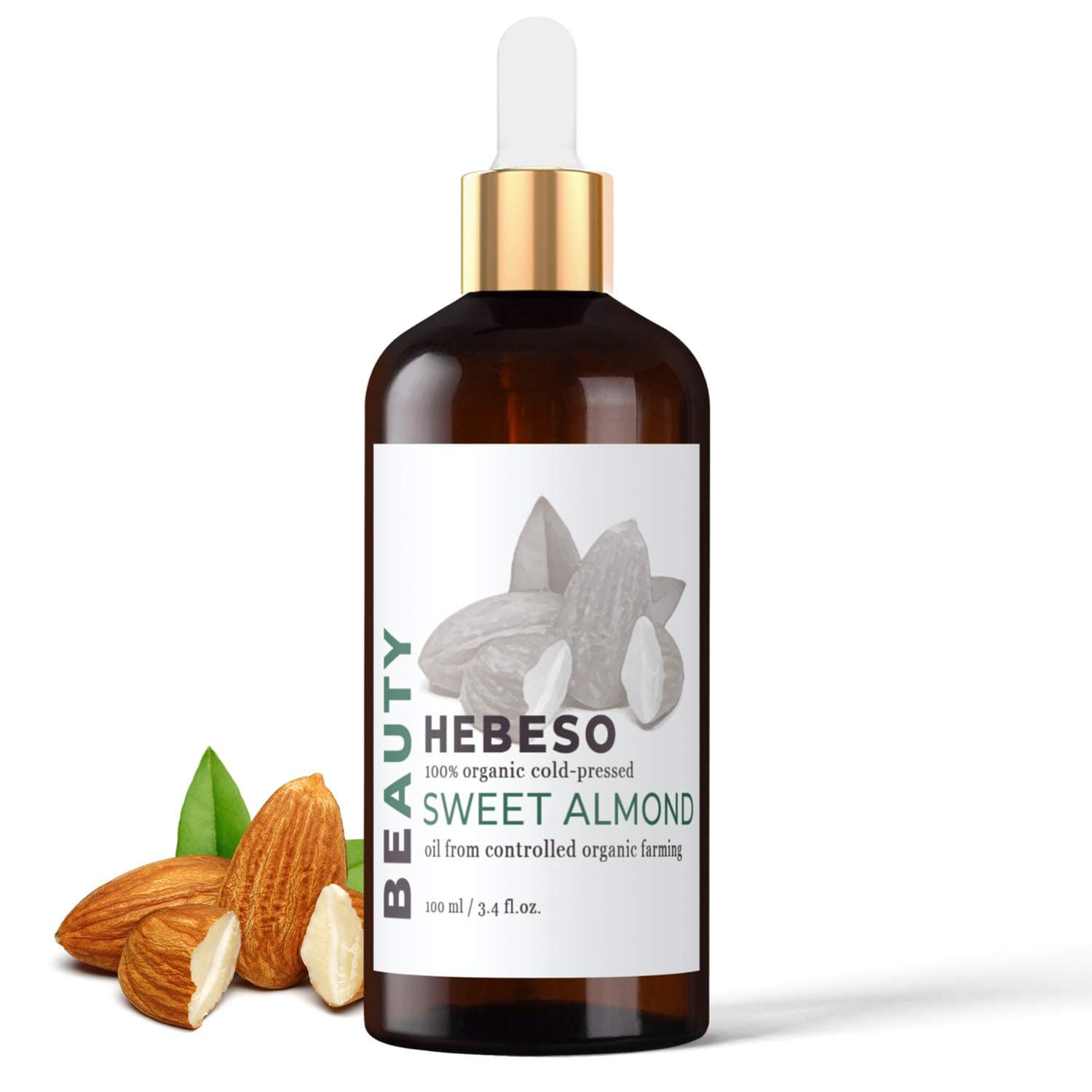 Sweet Almond Oil 100 ml 100% Pure & Organic | Cold-pressed | Great Massage Oil Spreads Easily | Best Natural Lip Balm | Fights Dandruff & Dryness | With Vitamins E, A, D, B | Amazing Hot Oil Treatment