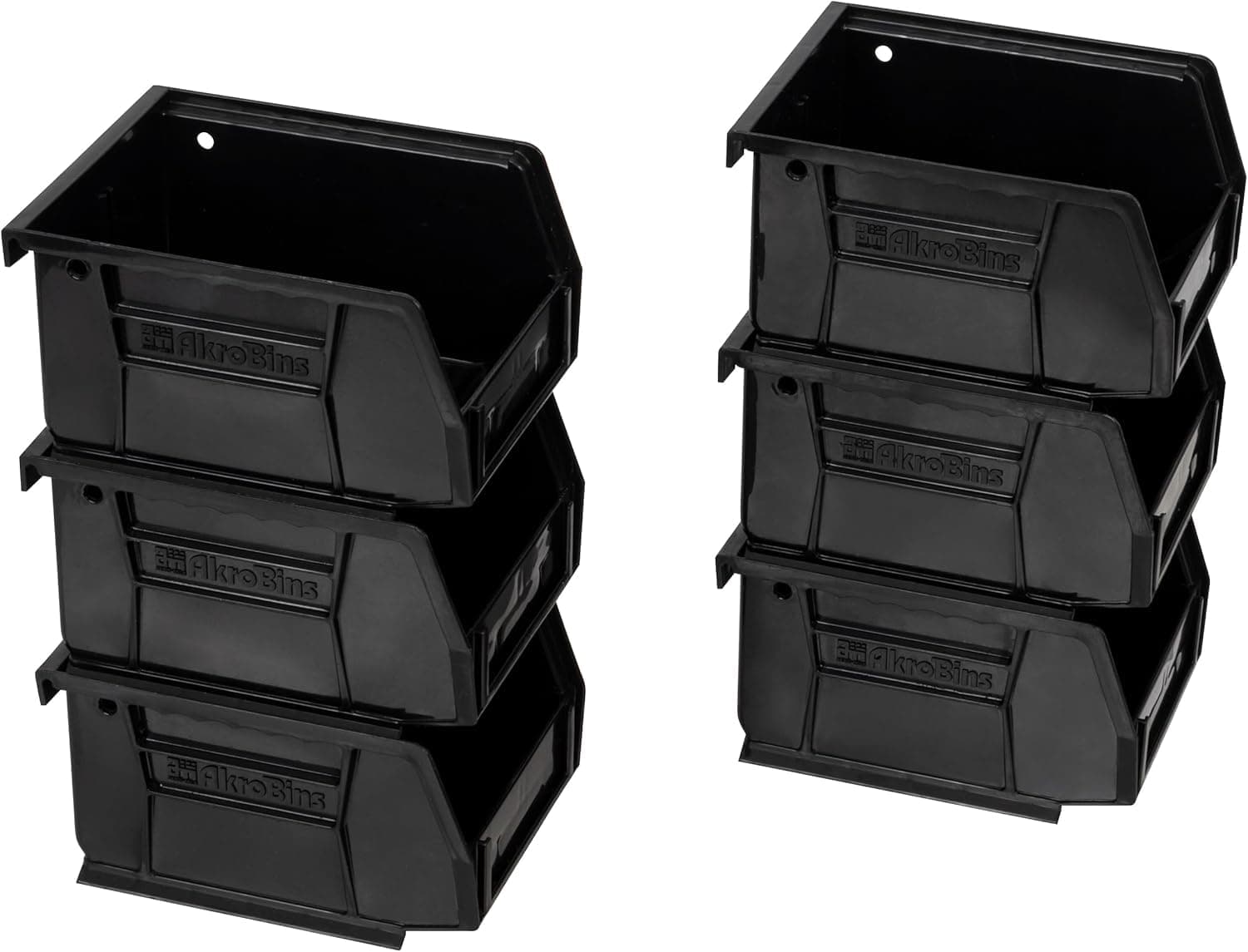 30210 AkroBins Plastic Storage Bins, Space-Saving Stackable Bins to use for Garage Organization Bins, Pantry Organization, Craft Storage, 5-Inch x 4-Inch x 3-Inch, Black, 6-Pack