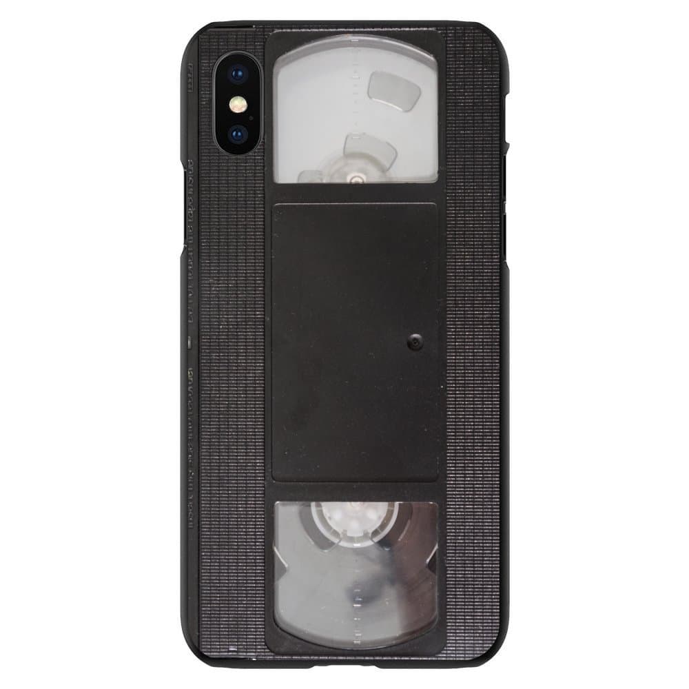 DistinctInk Case for iPhone X/XS (NOT Max) - Custom Ultra Slim Thin Hard Black Plastic Cover - VHS Video Tape