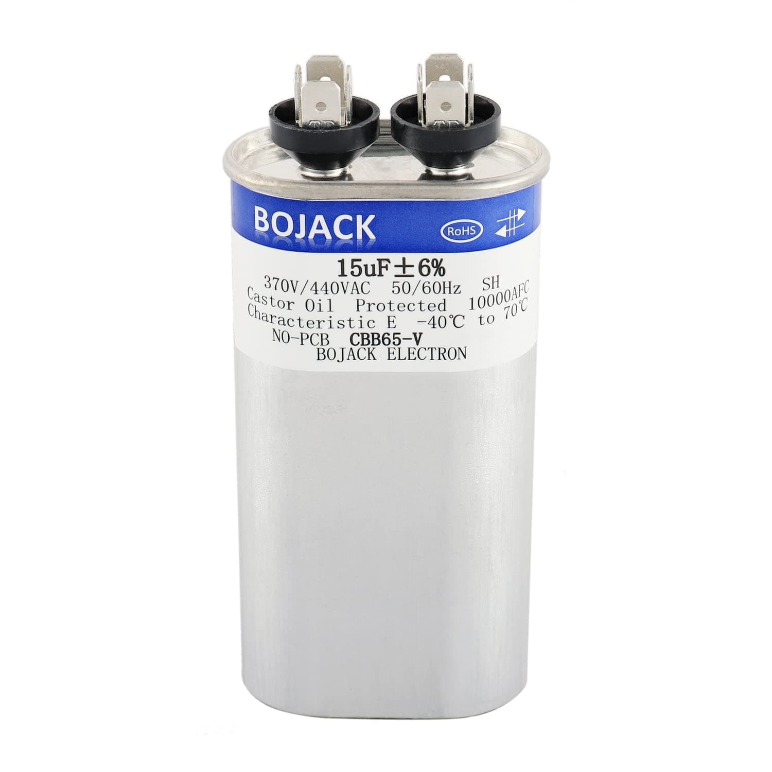 15 uF ±6% 15 MFD 370V/440V CBB65 Oval Run Start Capacitor for AC Motor Run or Fan Start and Cool or Heat Pump Air Conditione