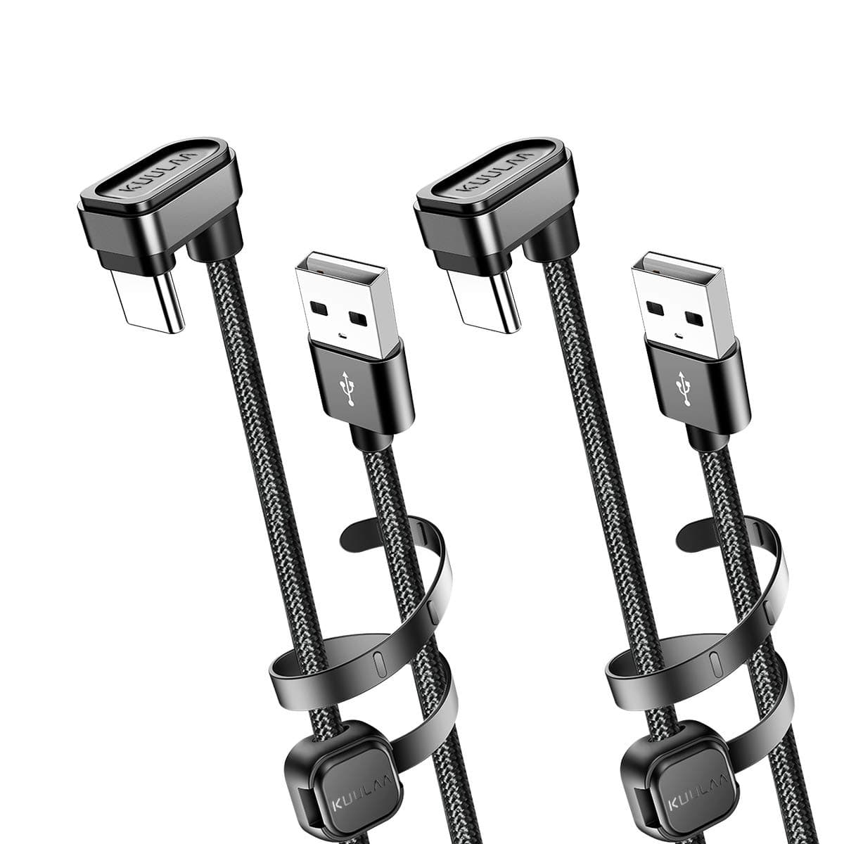 Kuulaa USB Type C Cable, 180 Degree Angle Type C Cable, Fast Charging Nylon Braided USB C to USB Cord for Galaxy S9/S8/Note 9, Moto Z2, LG G6/G5/V30(2pack-1M)