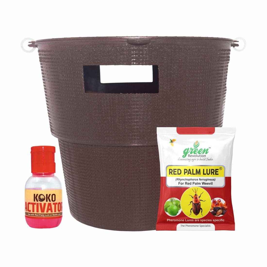 Green Revolution Pack of 2 Pheromone Trap & Lure for Red Palm Weevil (Rhynchophorus ferrugineus) KOKO Activator Free.
