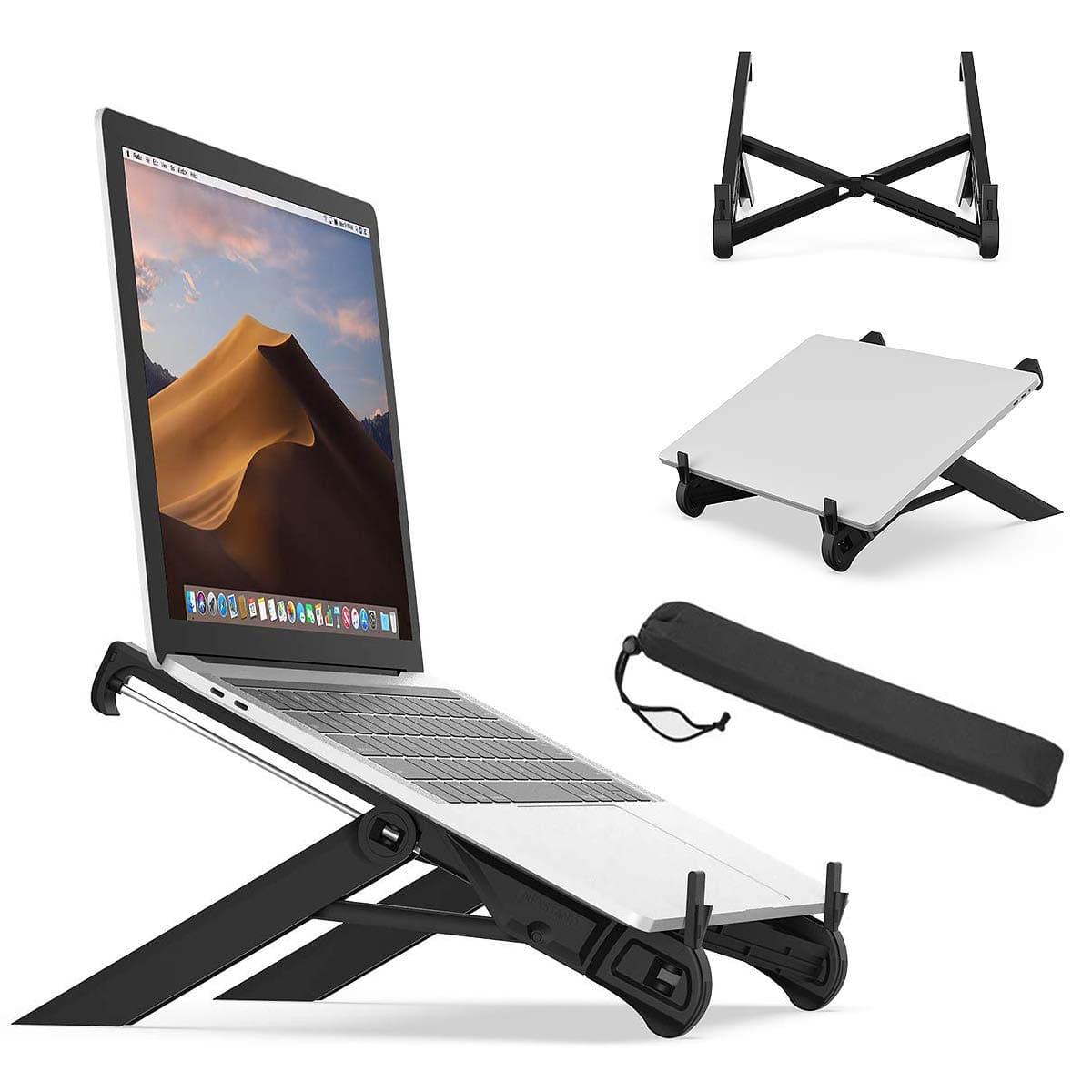 Laptop Stand for Desk, Adjustable Foldable Portable Ventilated Desktop Laptop Holder With Lightweight Anti-Slip, Universal Ergonomic Tray Mount for MacBook Laptop Notebook Computer Tablet-Black