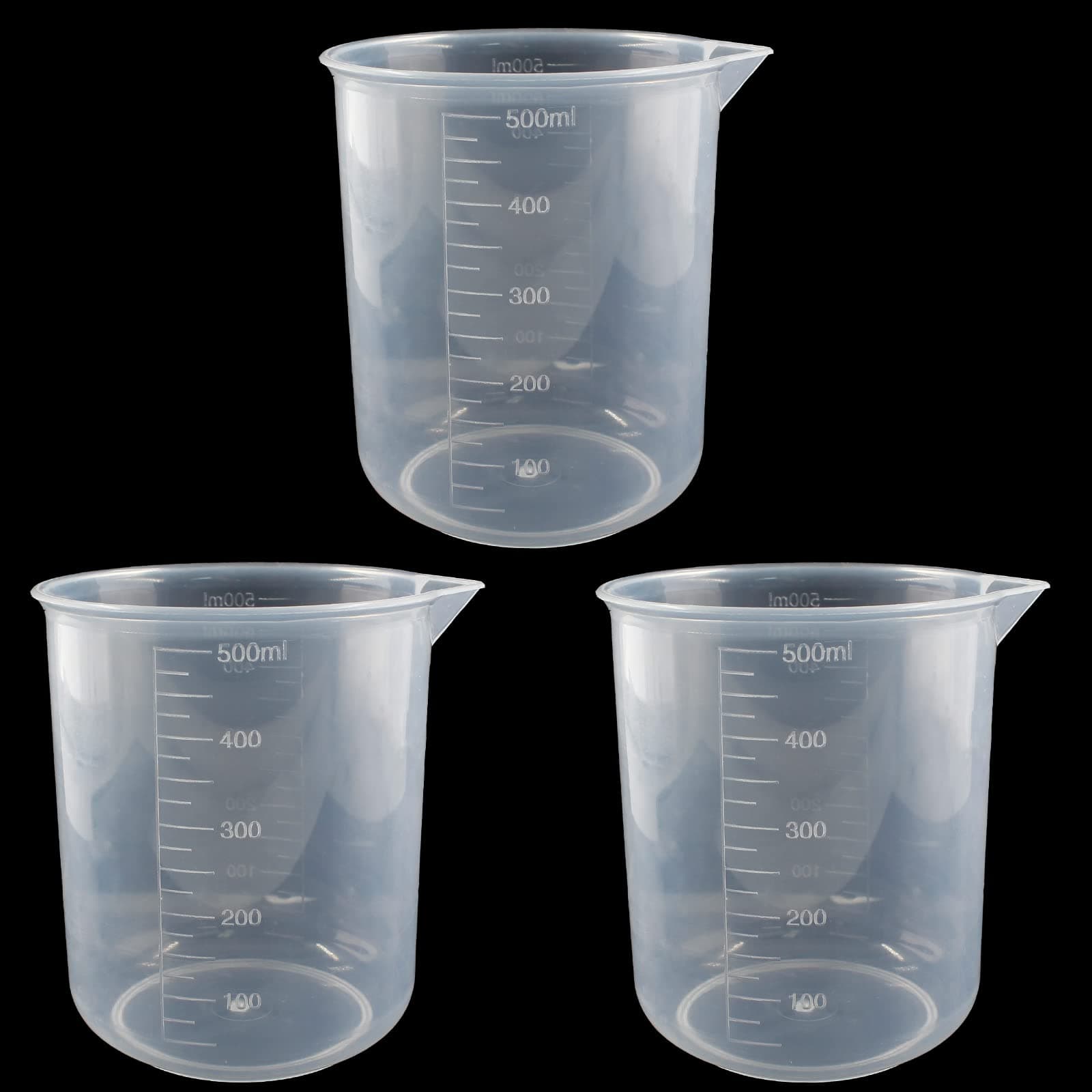 Waziaqoc 500ml Plastic Graduated Beaker (3 Pack), Transparent PP Measuring Cup Mixing Cup for Kitchen Lab