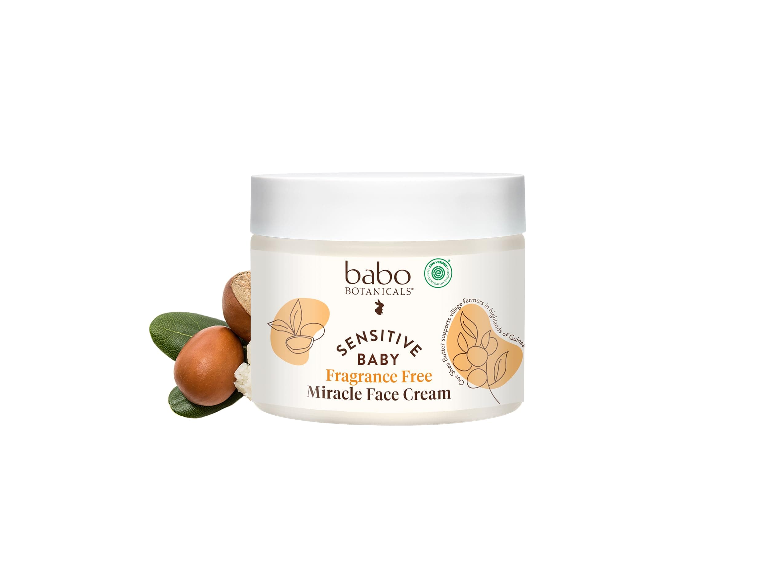 Sensitive Baby Fragrance-Free Miracle Cream - Face & Body Moisturizer - with Organic Calendula, Shea Butter, Coconut & Argan Oil - EWG Verified - 2 oz