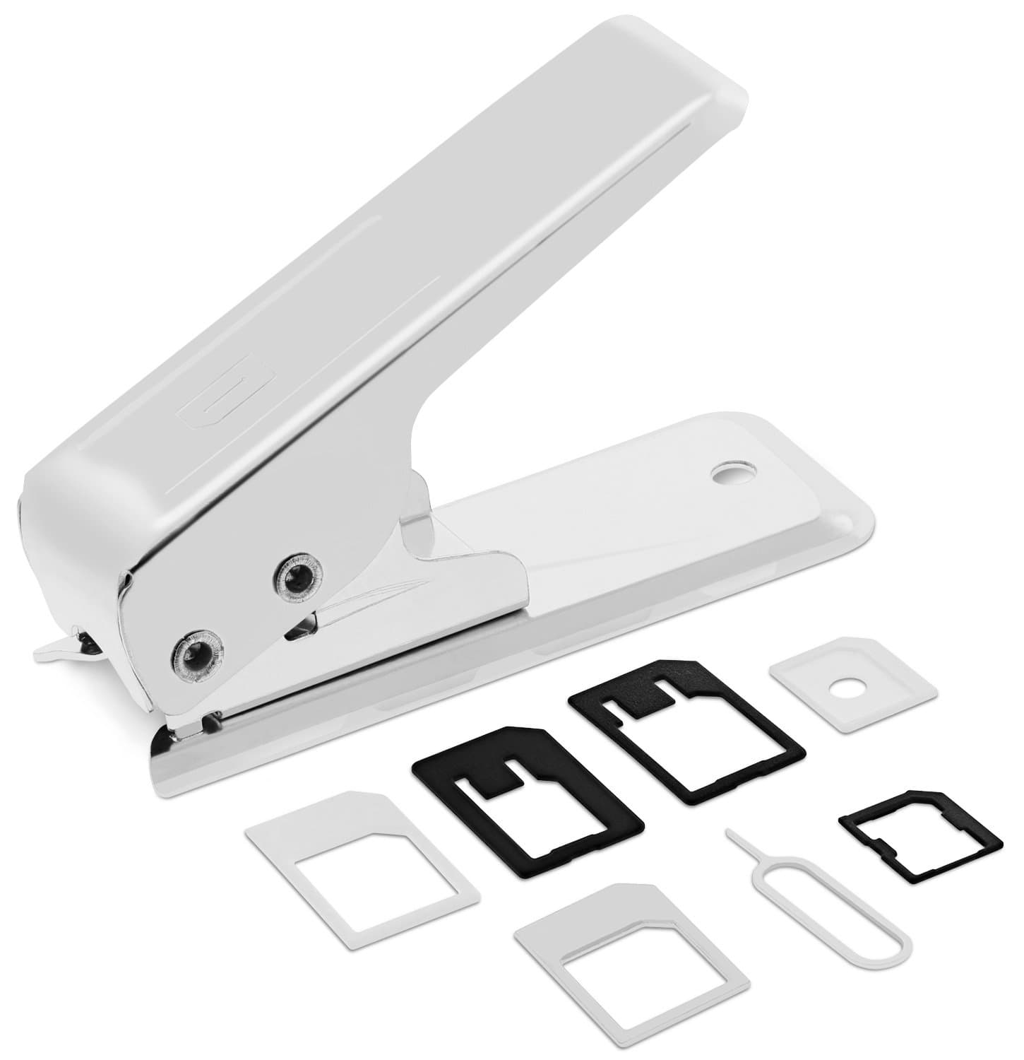 Fosmon Nano Sim Card Cutter with Nano-Micro, Nano-Standard, Micro-Standard Sim Adapters for Apple iPhone 6 / 6S / 6 Plus / 6S Plus / 5S / 5C / 5 / SE - Silver