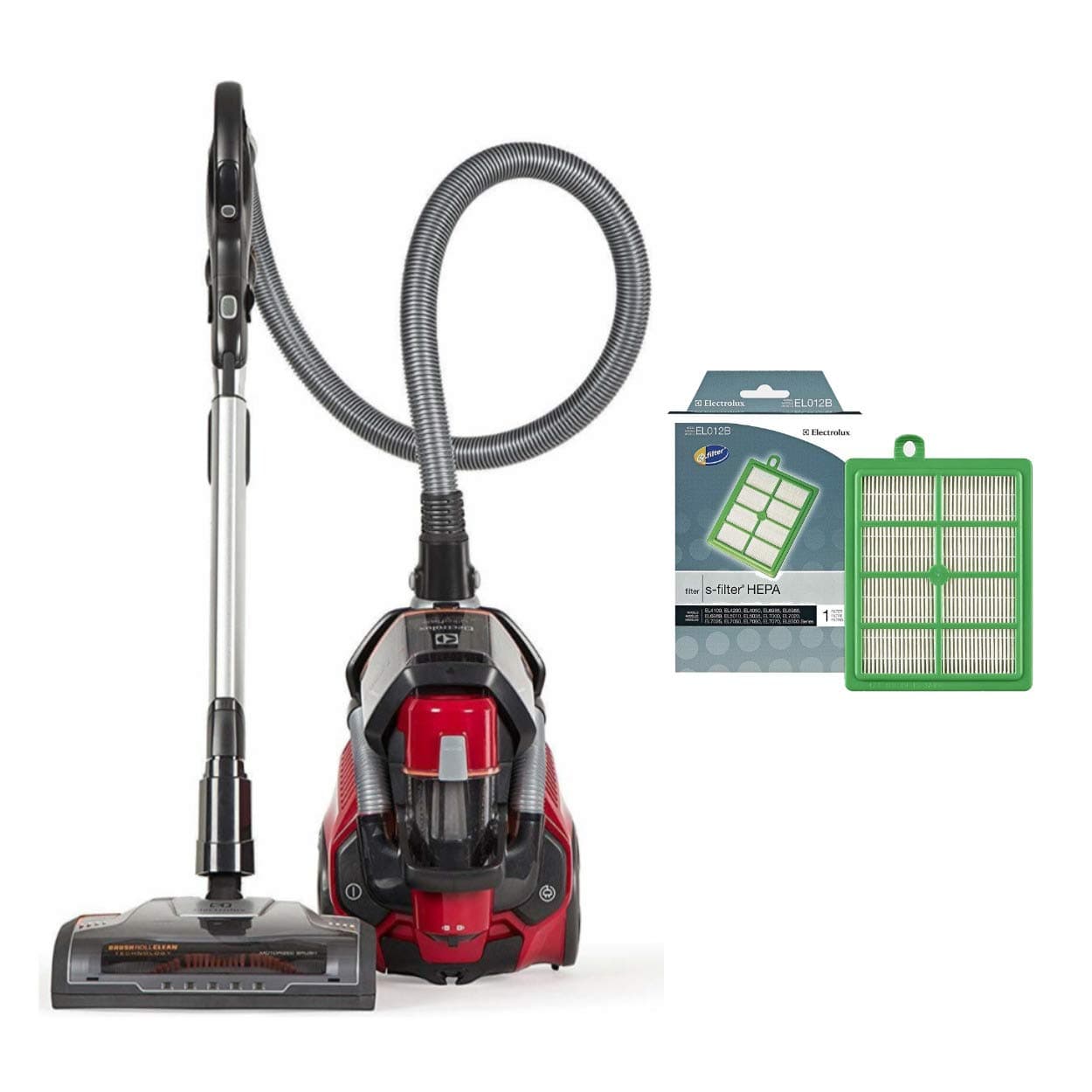 Electrolux EL4335B Corded Ultra Flex Canister Vacuum, Watermelon Red Includes Electrolux EL012B Electro H12 Hepa Filter Bundle