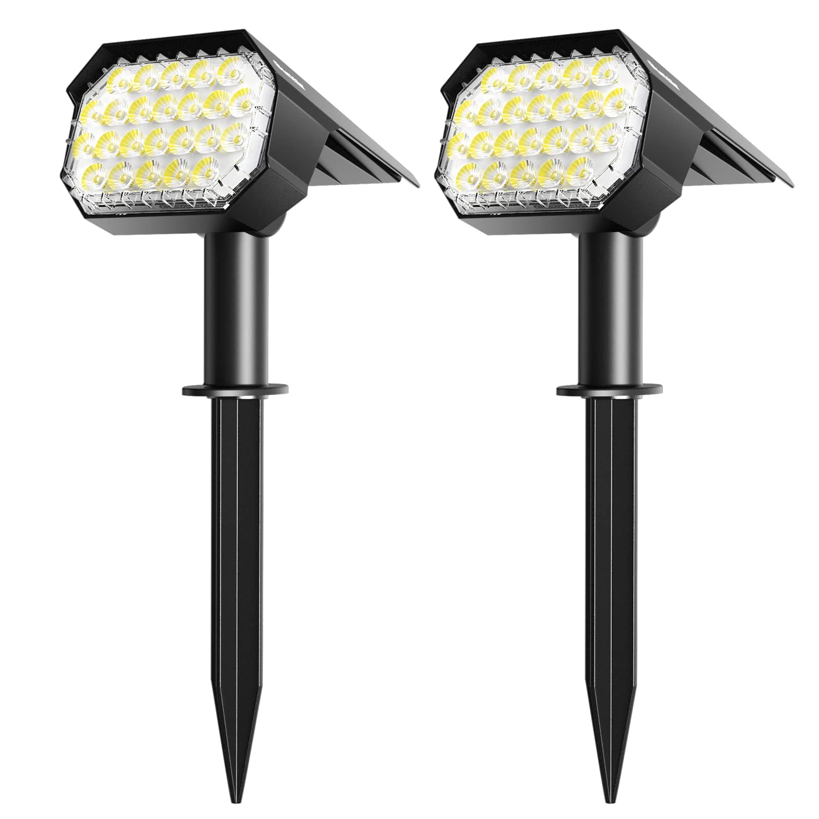 Quntis LED Solar Spot Lights Outdoor Garden, 2-in-1 Landscape Spotlights IP65 Waterproof Solar Garden Spotlights Outdoor Cool White for Yard Pathway Pool Porch Walkway Lawn Decoration-2 Pack