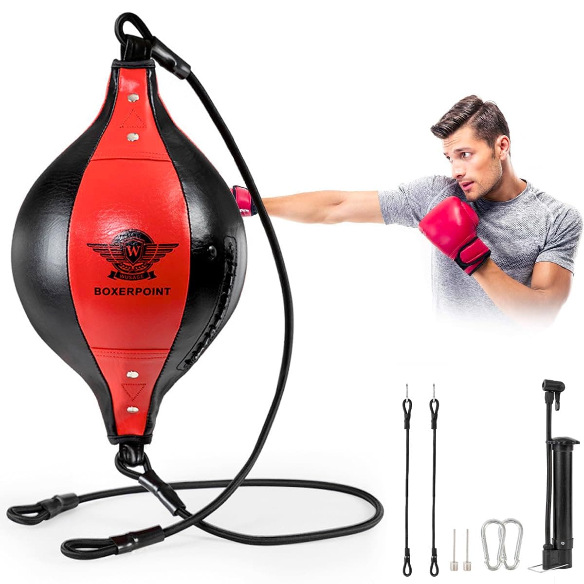 HELEE Double End Punching Ball, Speed Bag with Difficulty Levels Boxing Reflex Ball with Headband, Perfect for Reaction, Agility, and Hand Eye Coordination Training