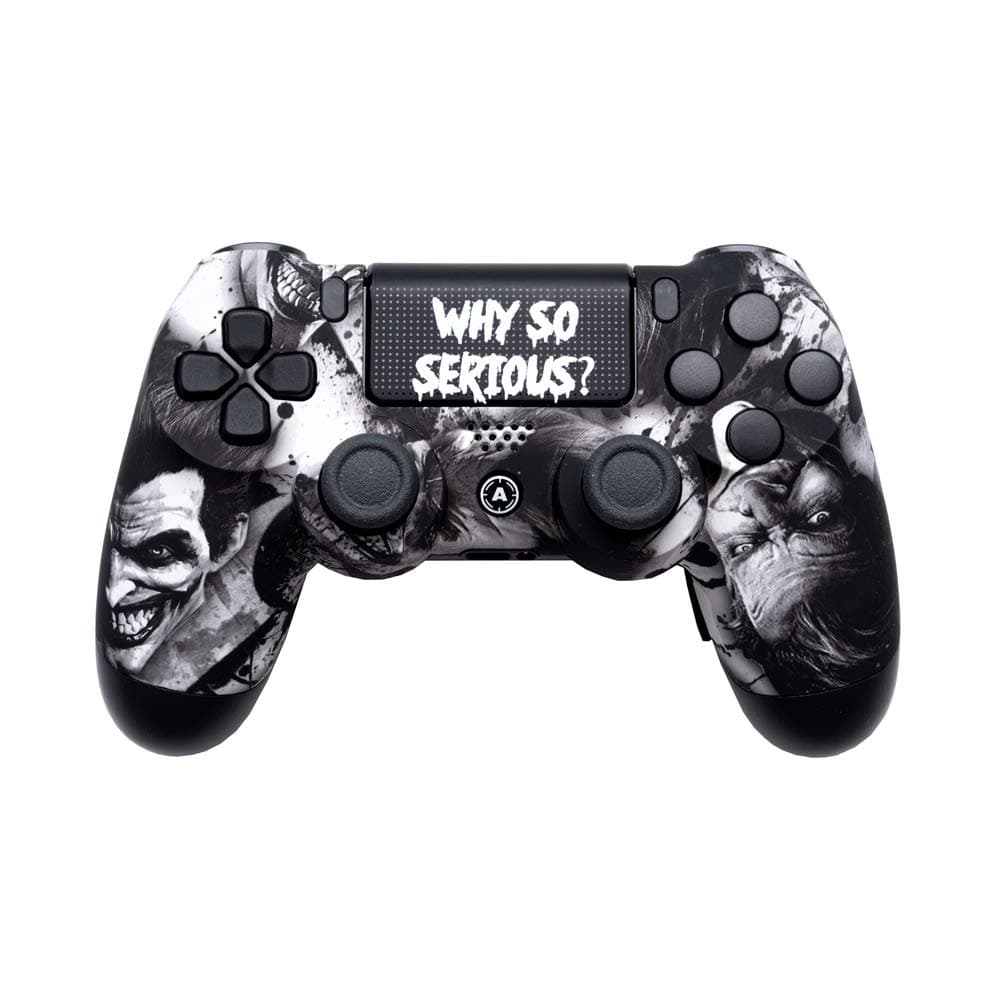AimControllers PS4 Custom Wireless Controller, Playstation 4 Personalized Gamepad with 4 Paddles - White Joker