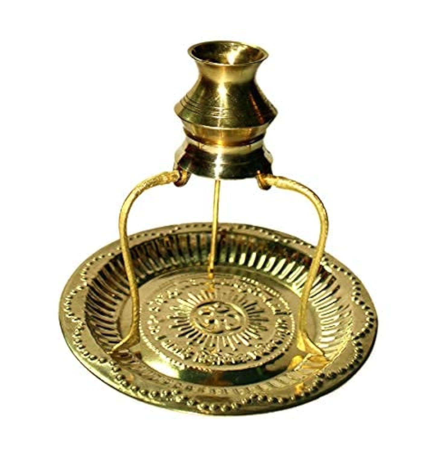 BANSIWAL Bansigoods - Brass Pooja Plate Thali With Shivling Stand And Abhishek Lota Kalash Brass (Gold) Small (Pack Of 2 Set)