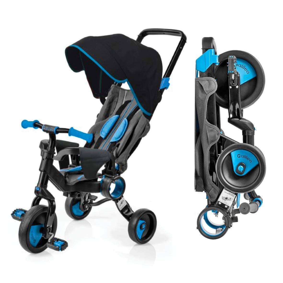 Galileo with Deluxe Canopy - 3 in 1 Stroller Tricycle - No Assembly Required - Blue