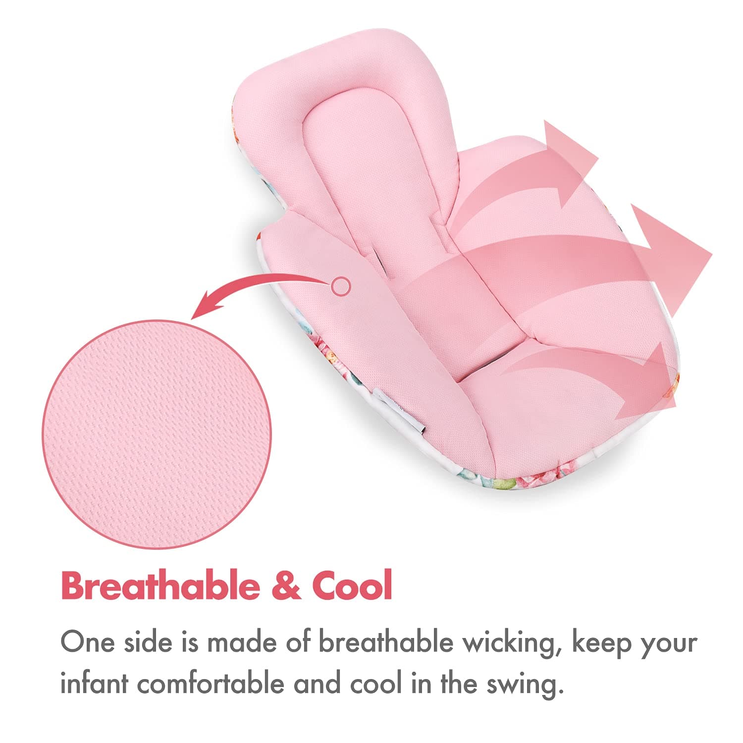 Minne Baby Infant Insert - Compatible with 4Moms RockaRoo and MamaRoo - Breathable Cool Mesh Fabric - Plush Soft Newborn Insert with Head and Body Support