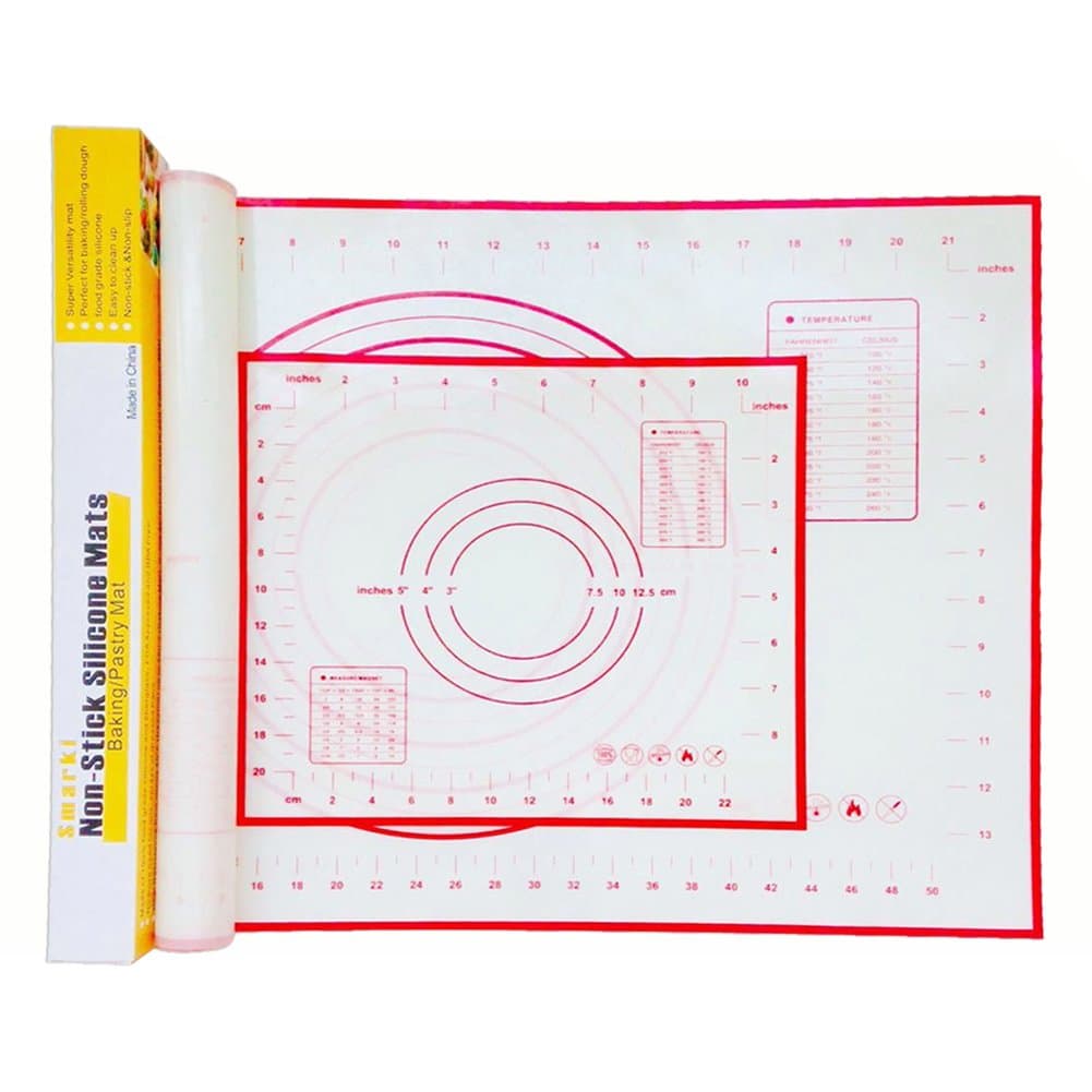 Smarki Silicone Pastry Mat Food-grade Silicone for Rolling Dough Non-Stick Silicone Mats with Measurements Great for Christmas Kneading Dough 2 Packs Set-Large (23.62" x 15.74")Small (11.41" x 10.23")