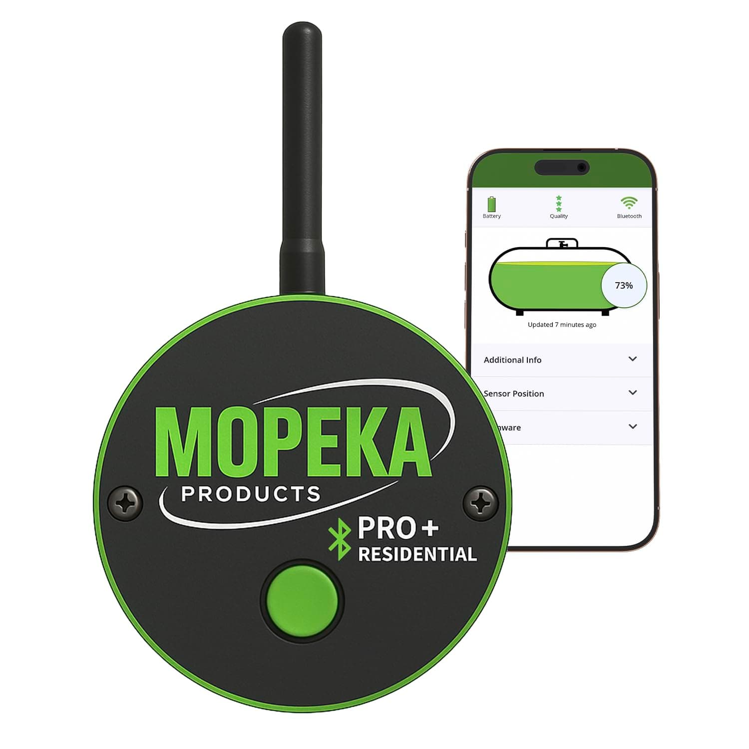 Mopeka PRO+LR Ultrasonic Distance, Volume, Temperature Measuring Sensor for Bulk Chemical, Oil, Fuel, Beverage, Beer, and Industrial Storage Tanks