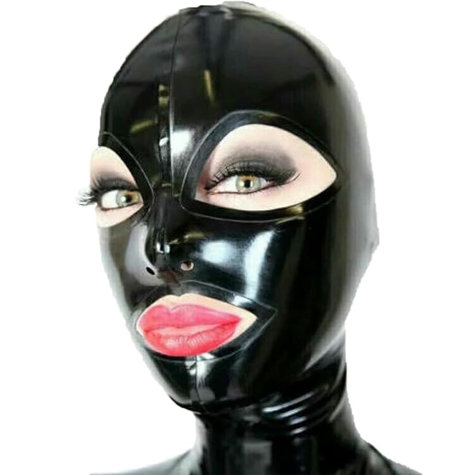 Black Latex Hood Masks,Full Face Latex Mask for Men Women,Rubber Masks Cosplay Club Wear Party Costumes