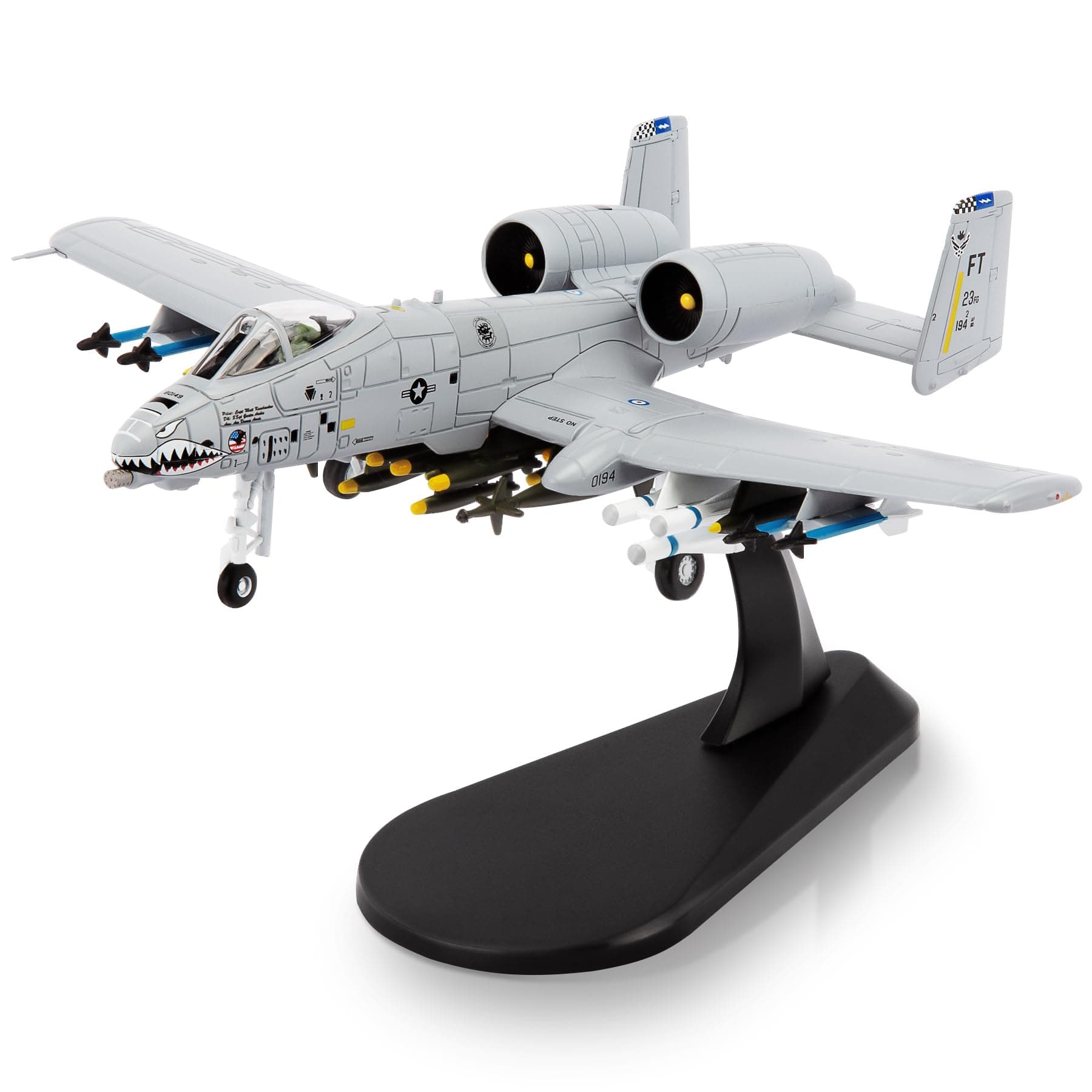 HANGHANG 1/100 A-10 Thunderbolt II Warthog Attack Plane(Painted Version) Metal Fighter Military Model Diecast Plane Model for Collection and Displays