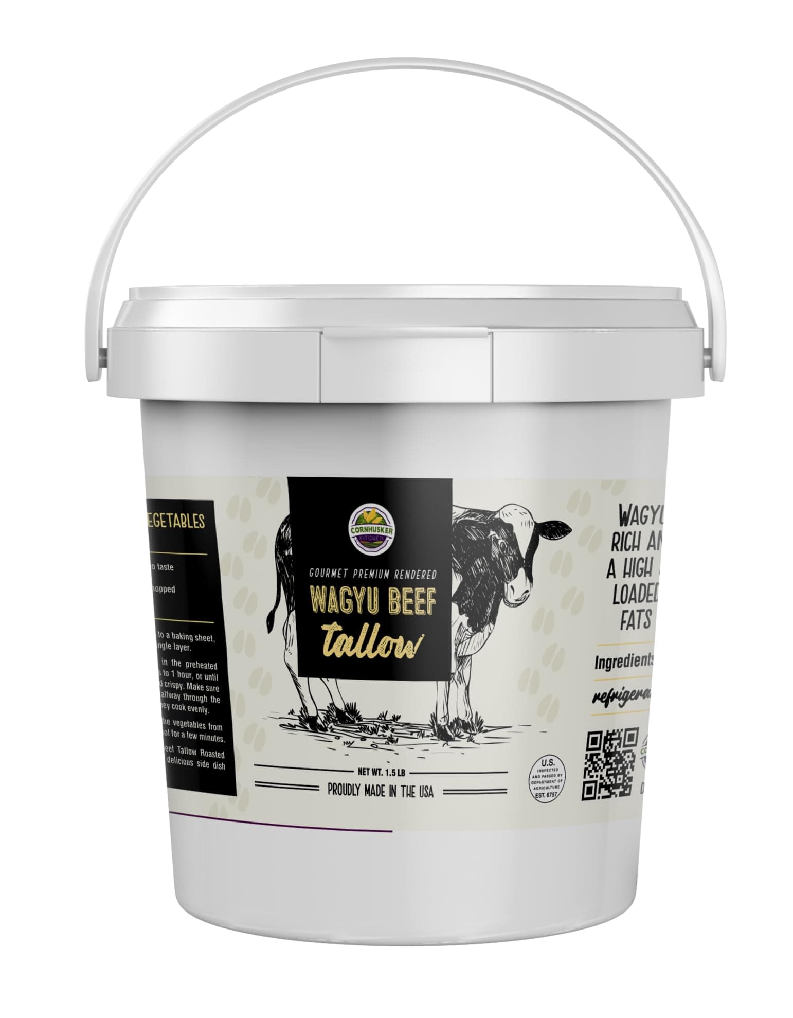 Premium Rendered Wagyu Beef Tallow Tub | Paleo and Keto Friendly | Made in USA | Cows Are Corn Fed | 1.5 lb Tub