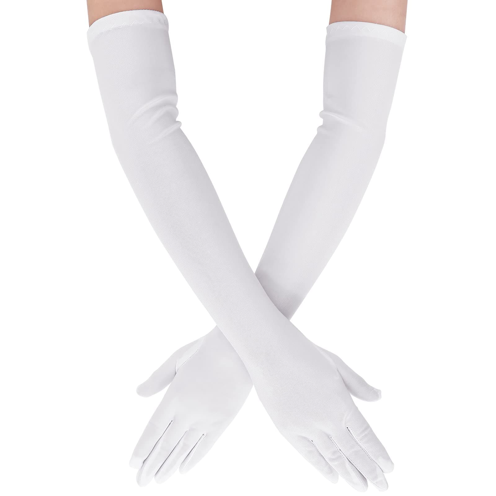 1920s Long Evening Satin Elbow Gloves Opera Gloves Stretch Bridal Wedding Prom Party Costume Accessories for Women
