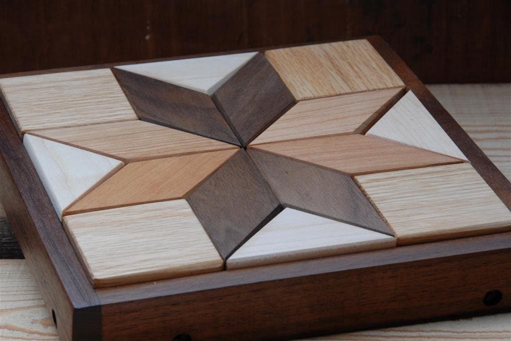 Hardwood Geometric Quilter's Small Puzzle
