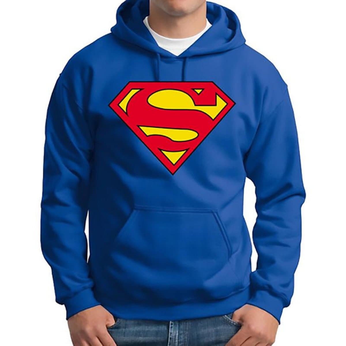 Clothing Sweatshirt Hoodie Superman Logo With Hood and Pockets - 803 -(Size M)