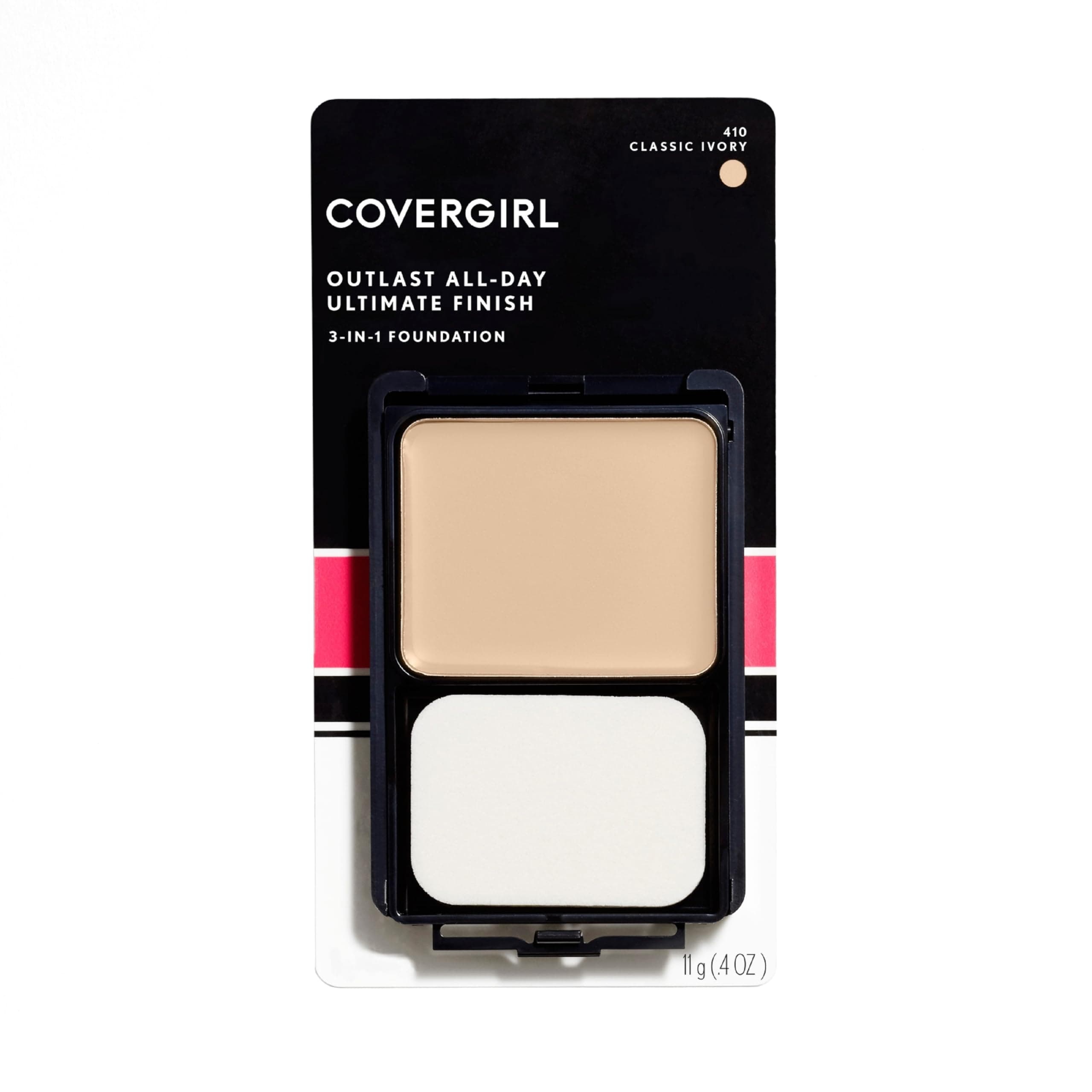 COVERGIRL All-Day Ultimate Finish 3-in-1 Foundation, Classic Ivory 410, 0.4 oz (Packaging May Vary) Allergenic Petroleum and Fragrance Free Liquid Foundation