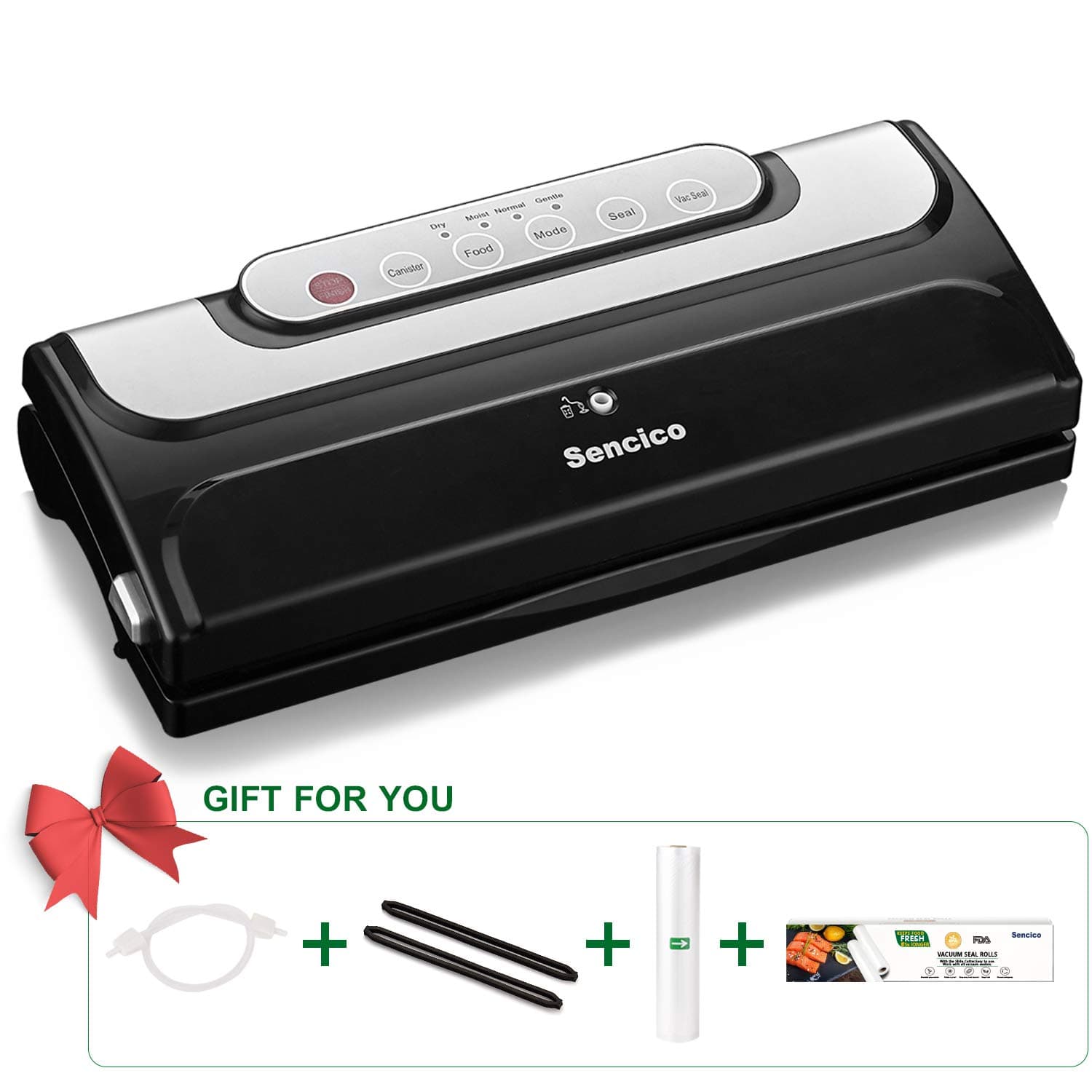 Vacuum Sealer Machine,3 in 1 Automatic/Manual Food Sealer with Gift 1 roll 28cm x 5m Food Saver Bags,One-Touch Vacuum Sealing System,Dry/Wet Vacuum Packing Machine for Sous Vide,Italian Standard Plug