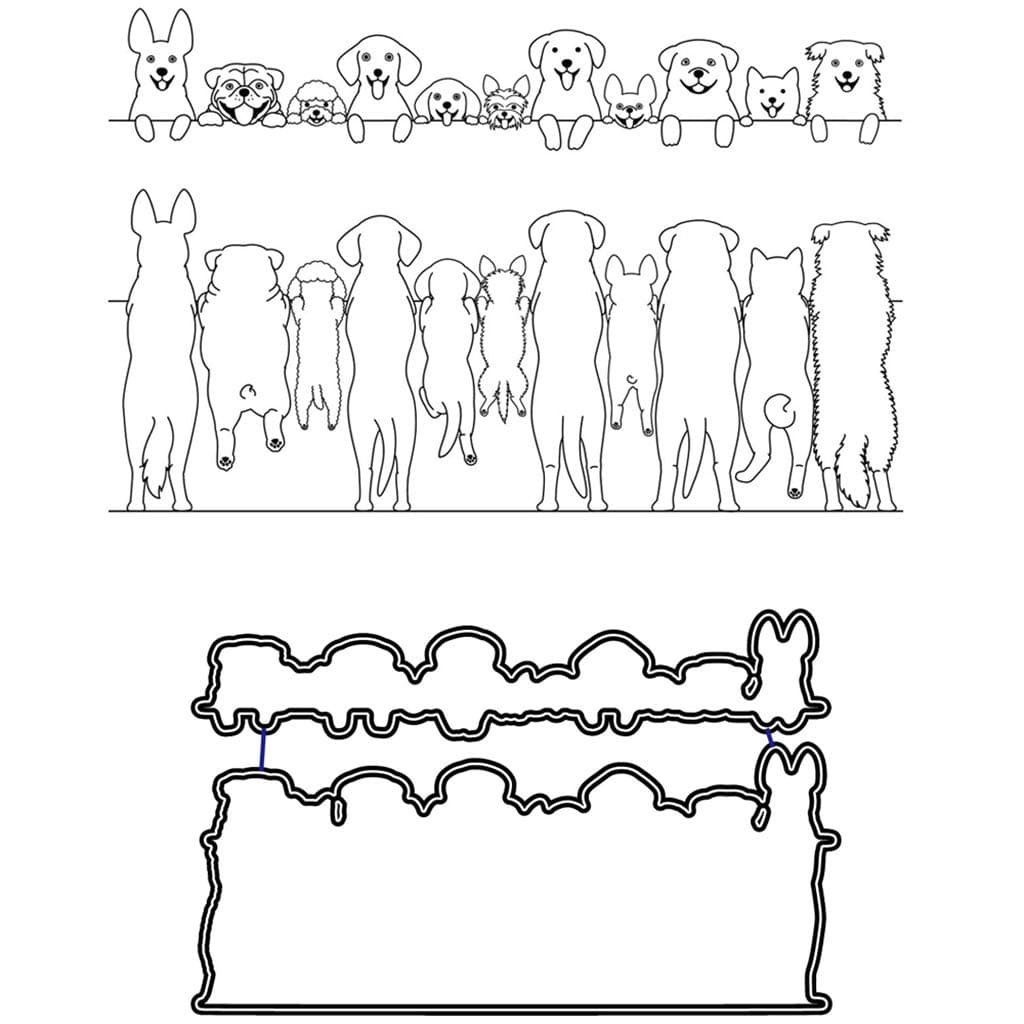 Standing Cute Dog Silicone Clear Stamp and Die Sets for Card Making, DIY Embossing Photo Album Decorative Craft