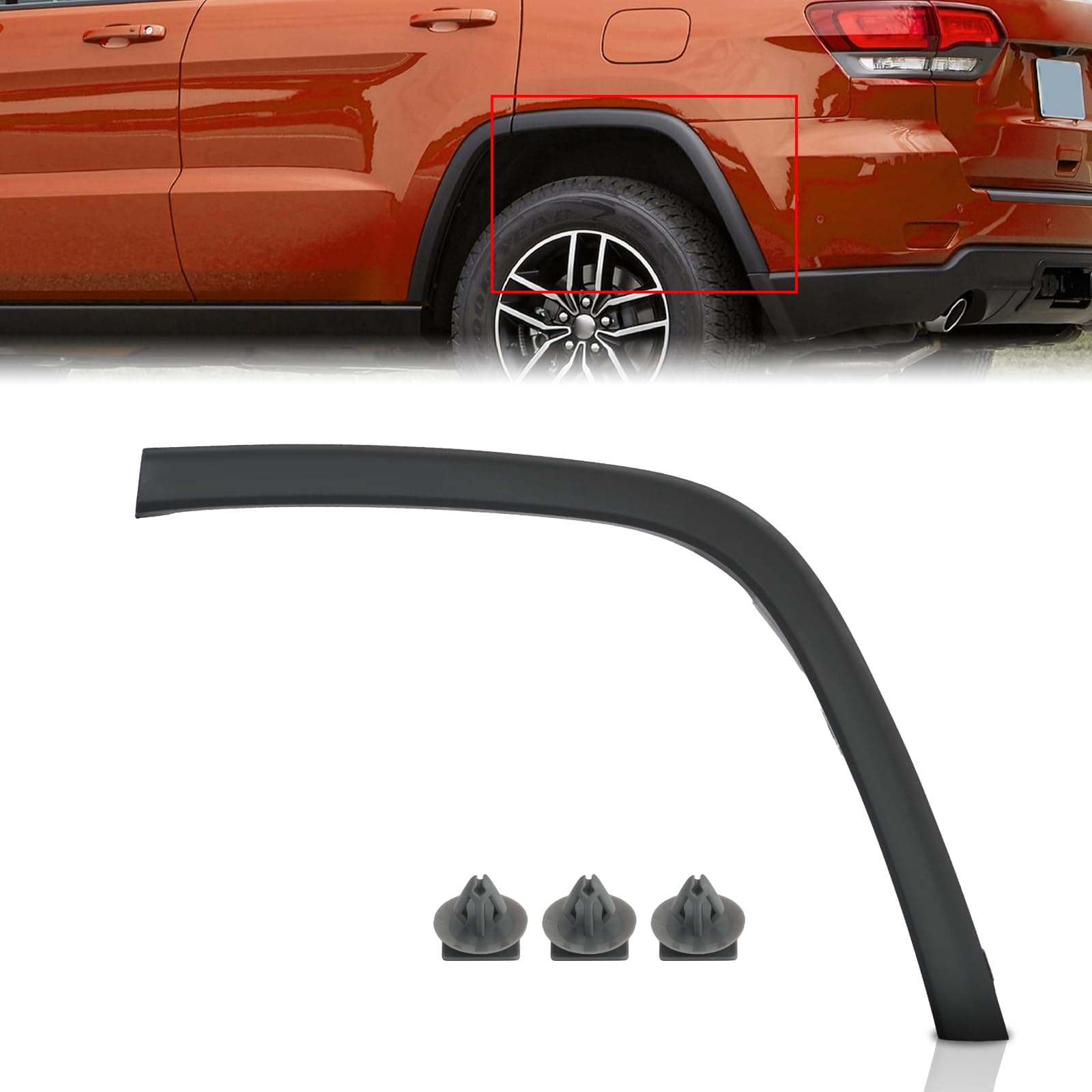 KARPAL Rear Left Side Wheel Arch Trim Plastic 1MP35RXFAH CH1790103 Driver Side Compatible with 2011-2021 Grand Cherokee