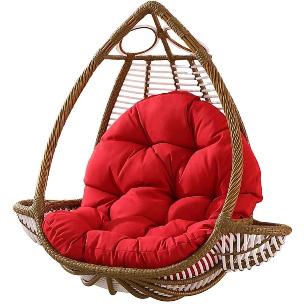 Hanging Egg Hammock Chair Cushion, Wicker Rattan Swing Seat Cushion,thick Round Rocking Chair Cushion Pad,non-slip Removable No Chair-gray,Red