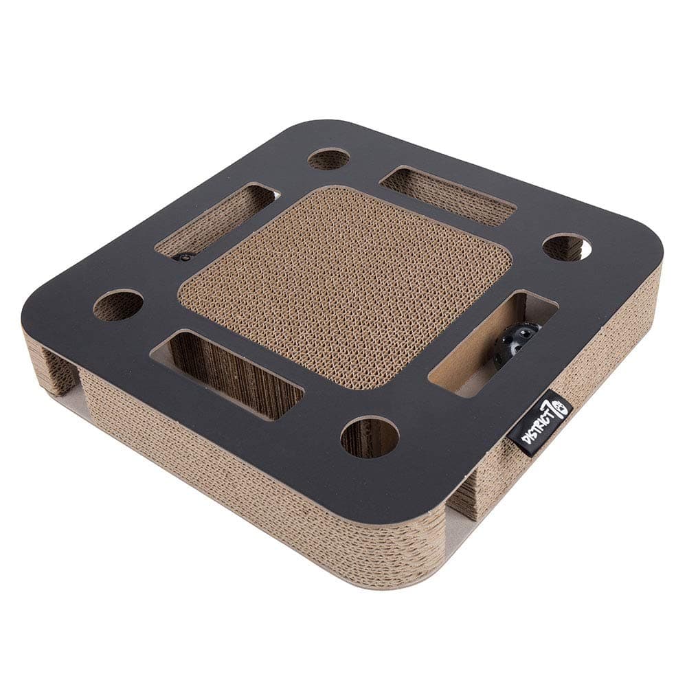 District 70 SPY - Interactive Corrugated Card Cat Toy with Marble Run - 35 x 35 x 6 cm (One Size) - Black