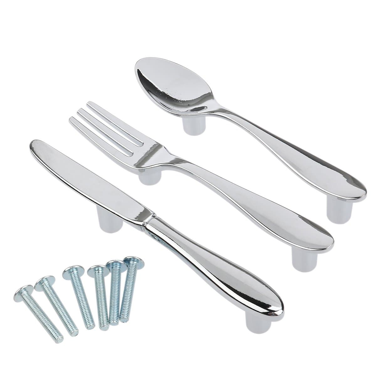 LEORX Kitchen Cabinet Closet Drawer Pull Handles Knobs 3pcs (Spoon Fork)