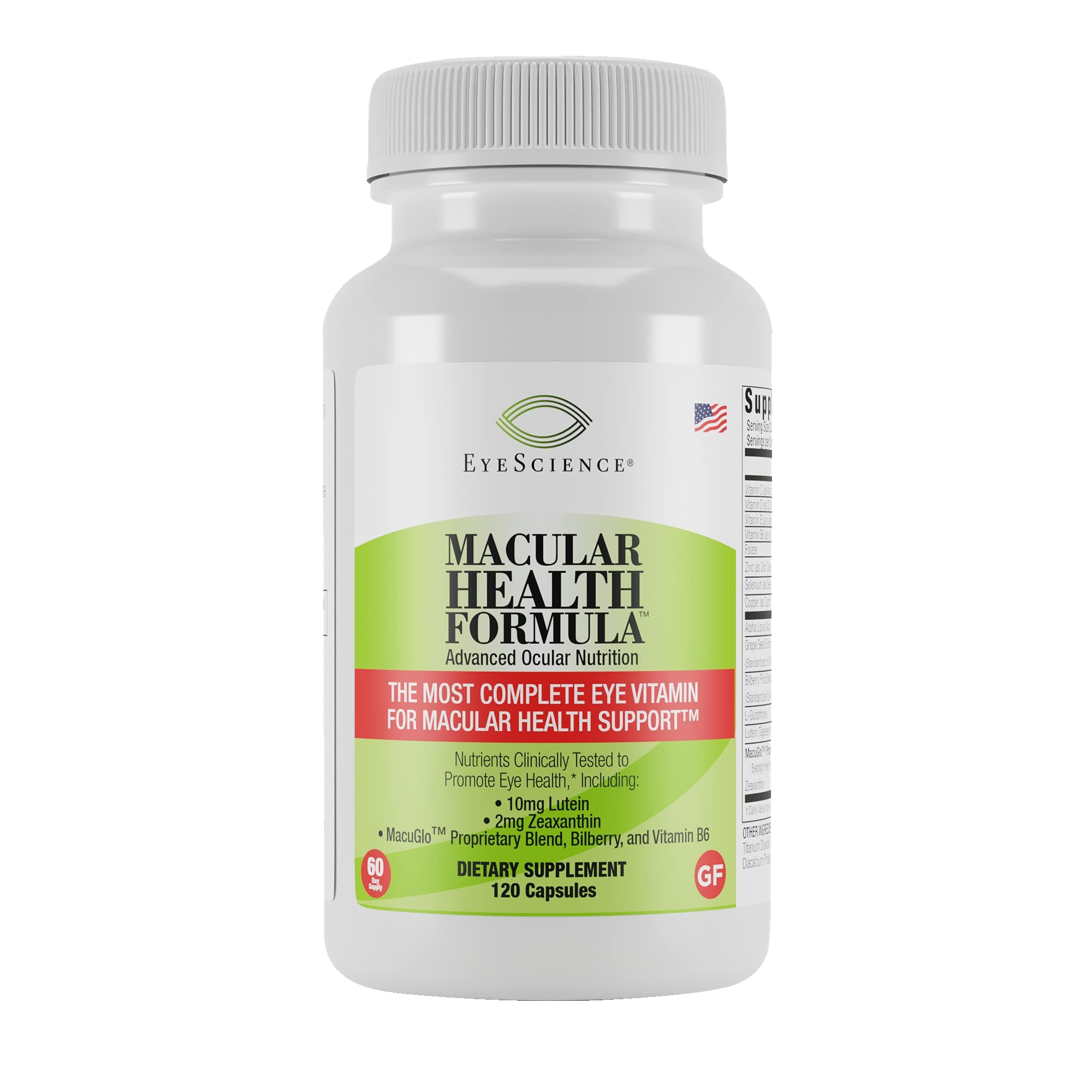 Macular Health Beyond AREDS2 Formula, Advanced Ocular Vitamin - Containing Lutein, Zeaxanthin, Bilberry, and Vitamins C, D, E, and B6 (60 Day Supply)