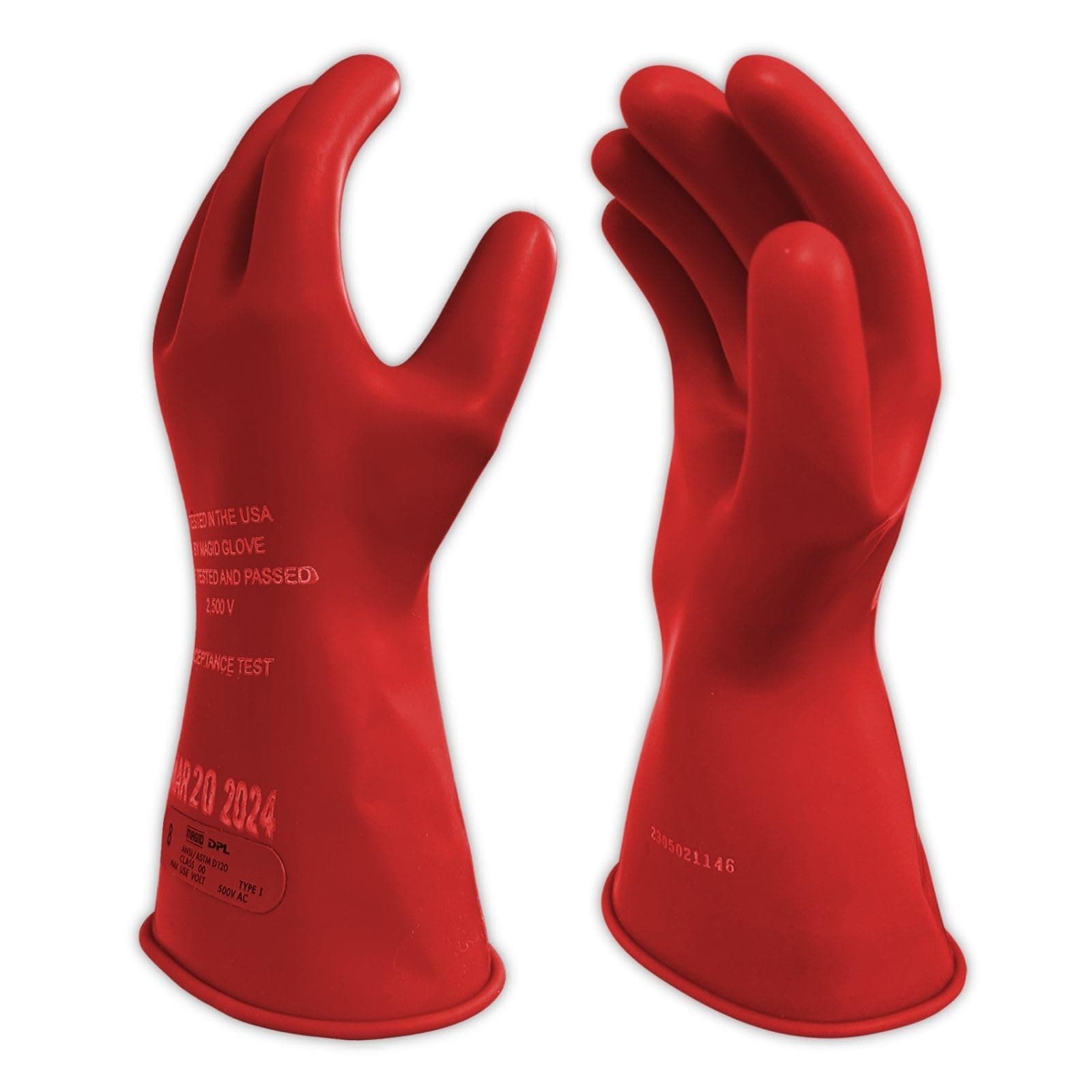 MAGID Rubber Insulating Electrical Safety Gloves, Class 0 ASTM Compliant