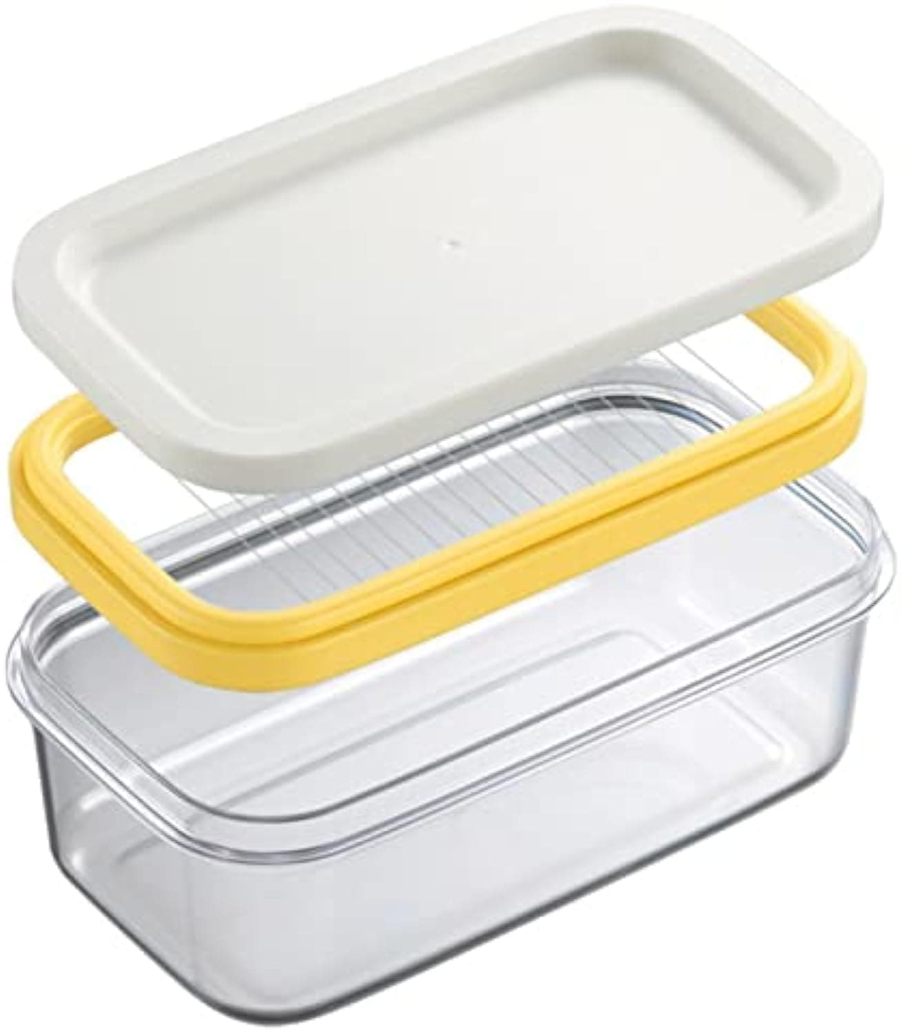 Butter Slicer Cutter Stainless Steel, Butter Dish with Lid, Plastic Rectangle Butter Keeper with Cutter, Stick Butter Container Dish with Lid, Butter Container Butter Box Case for Countertop or Fridge