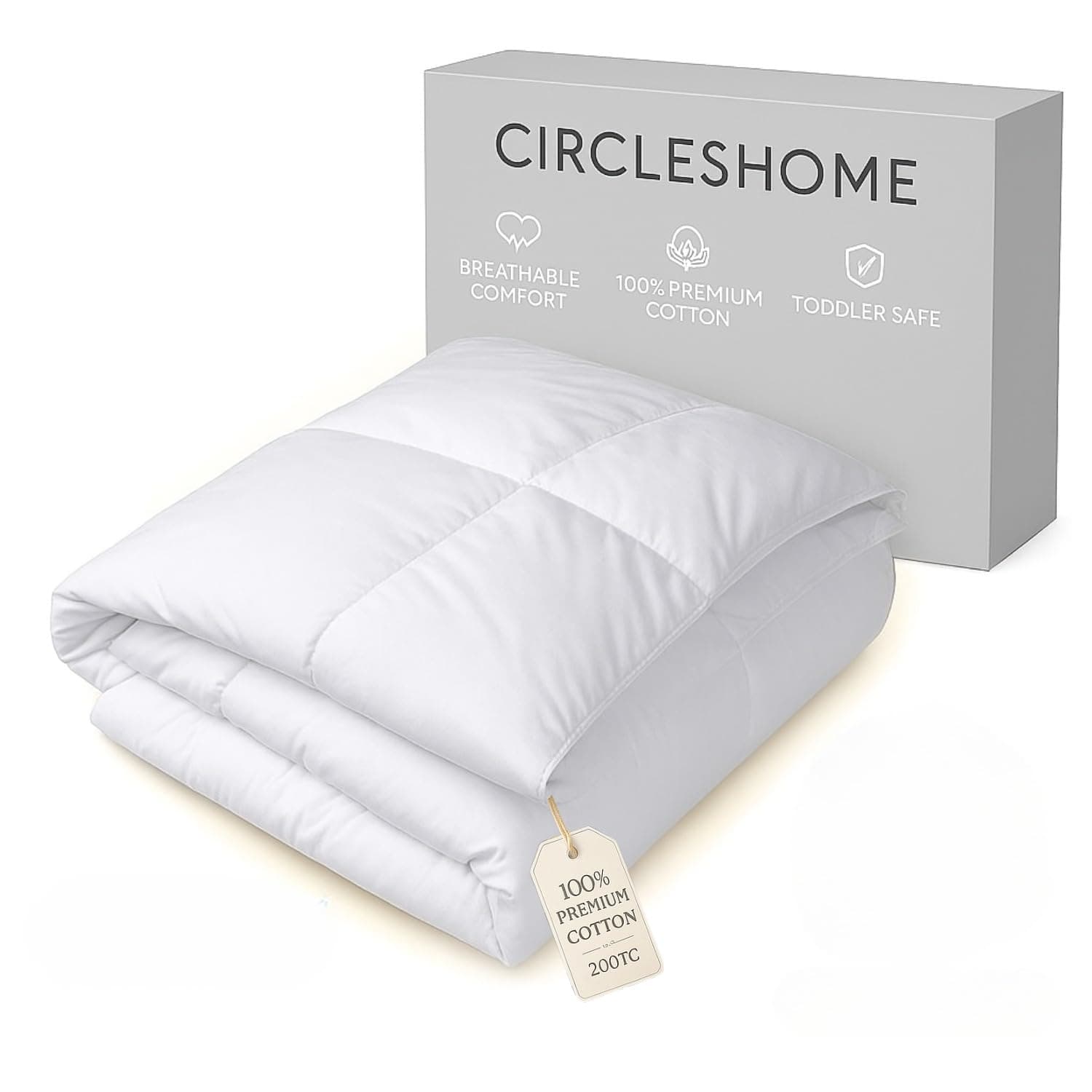 CIRCLESHOME Warm Crib Comforter - Soft, Comfortable, and Breatheable 100% Cotton Comforter for Toddlers - 200 Thread Count - Square Shape Quilting Design (37 x 52)