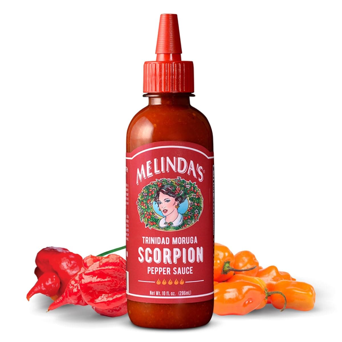 Melinda’s Scorpion Pepper Hot Sauce - Gourmet Scorpion Hot Sauce - Made with Trinidad Moruga Pepper, Carrots, Onion & Lime Juice - Keto, Vegan, Gluten Free - 10oz Squeeze, 1 Pack