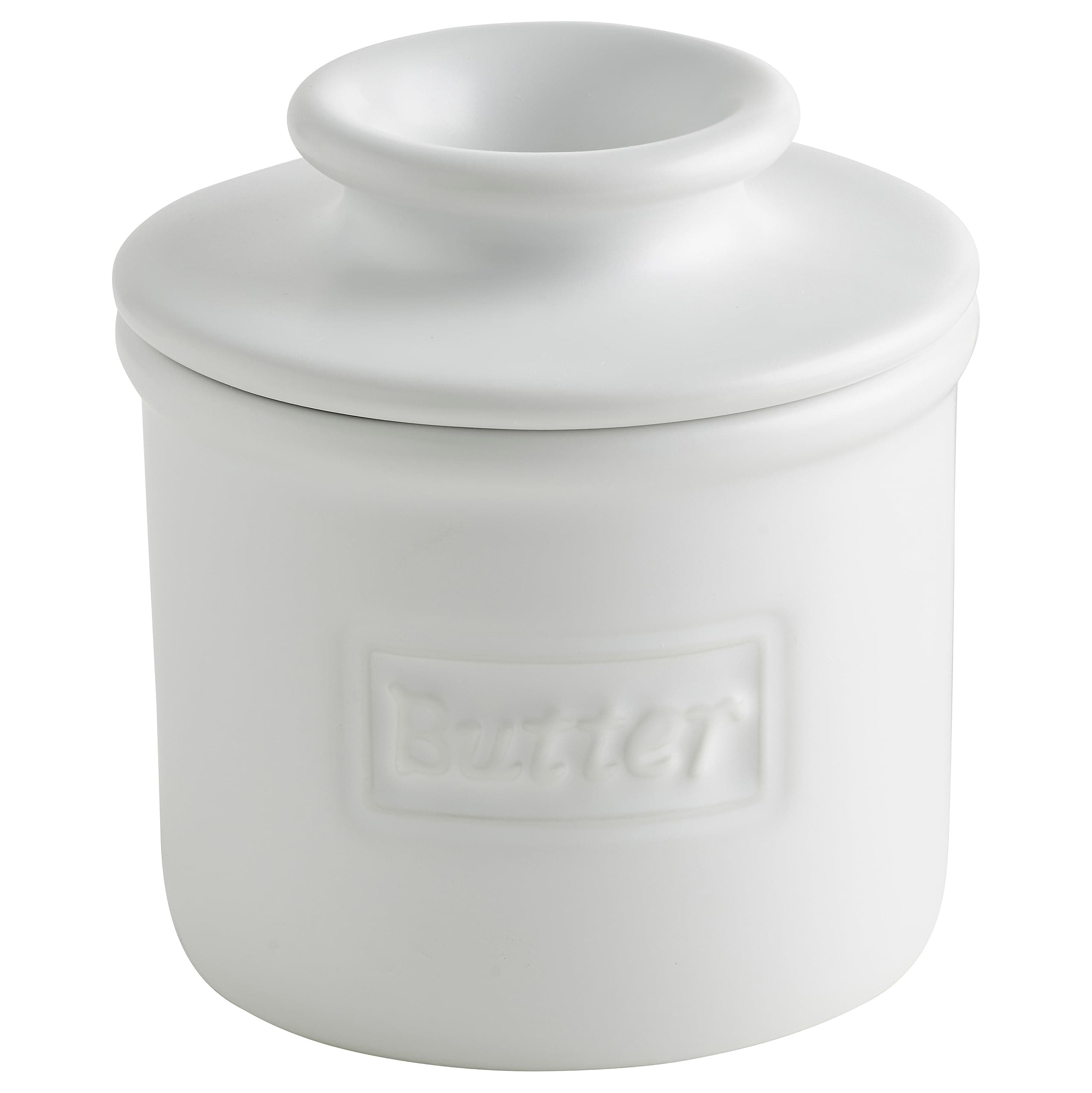 Butter Bell - The Original Butter Bell Crock by L Tremain, a Countertop French Ceramic Butter Dish Keeper for Spreadable Butter, Café Matte Collection, White