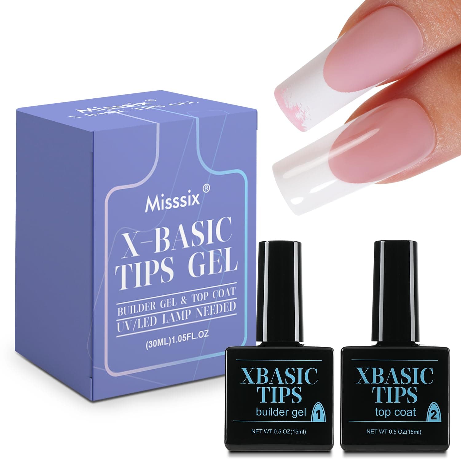 MisssixXBASICTIPS French Protecting Builder Gel and Top Coat, Prevent French Nail Tips Area chipping, Protect French Press on nails